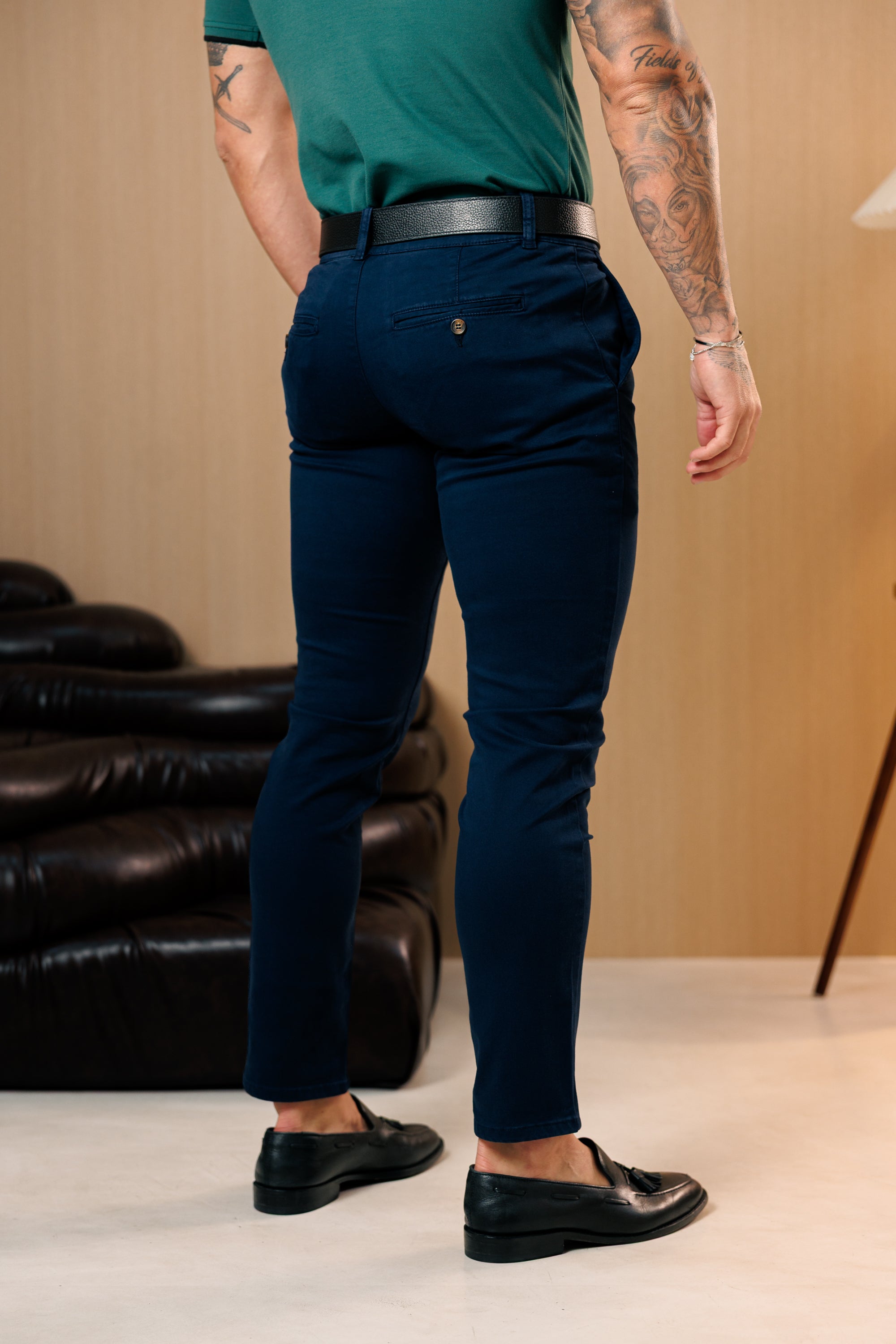 Marineblaue Chino-Hose mit Gürtelschlaufen - FSH1664 (VORBESTELLUNG 10. SEPTEMBER)