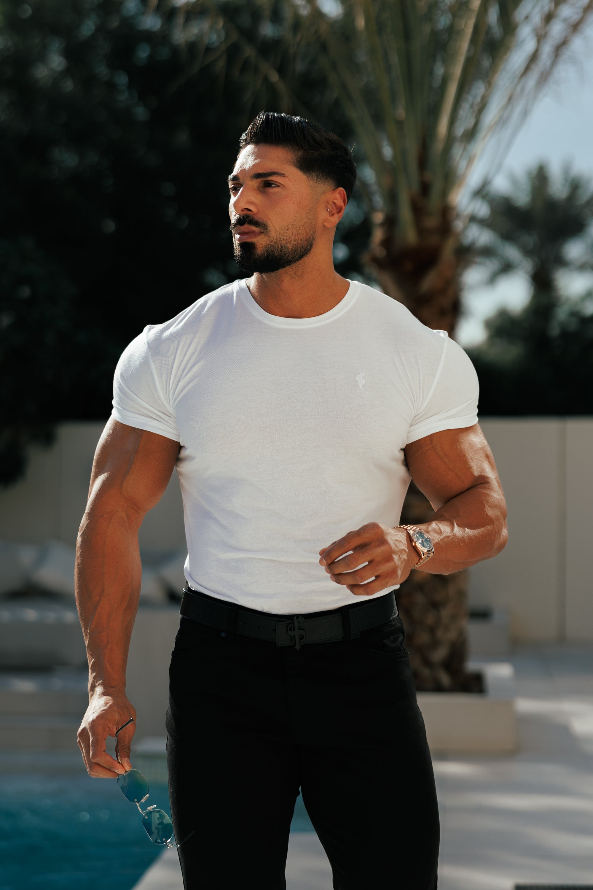 White Bamboo Crew T Shirt - FSH576