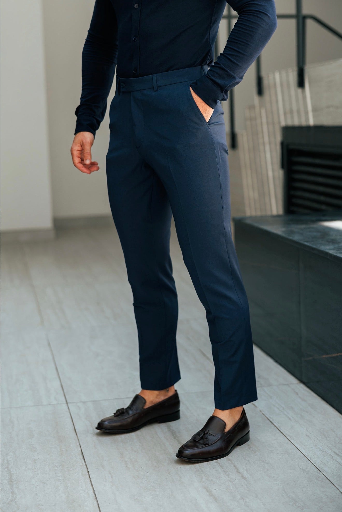 Entspannte elegante Stretchhose Mitternachtsblau – FSTR025 RELAXED (VORBESTELLUNG 31. AUGUST)