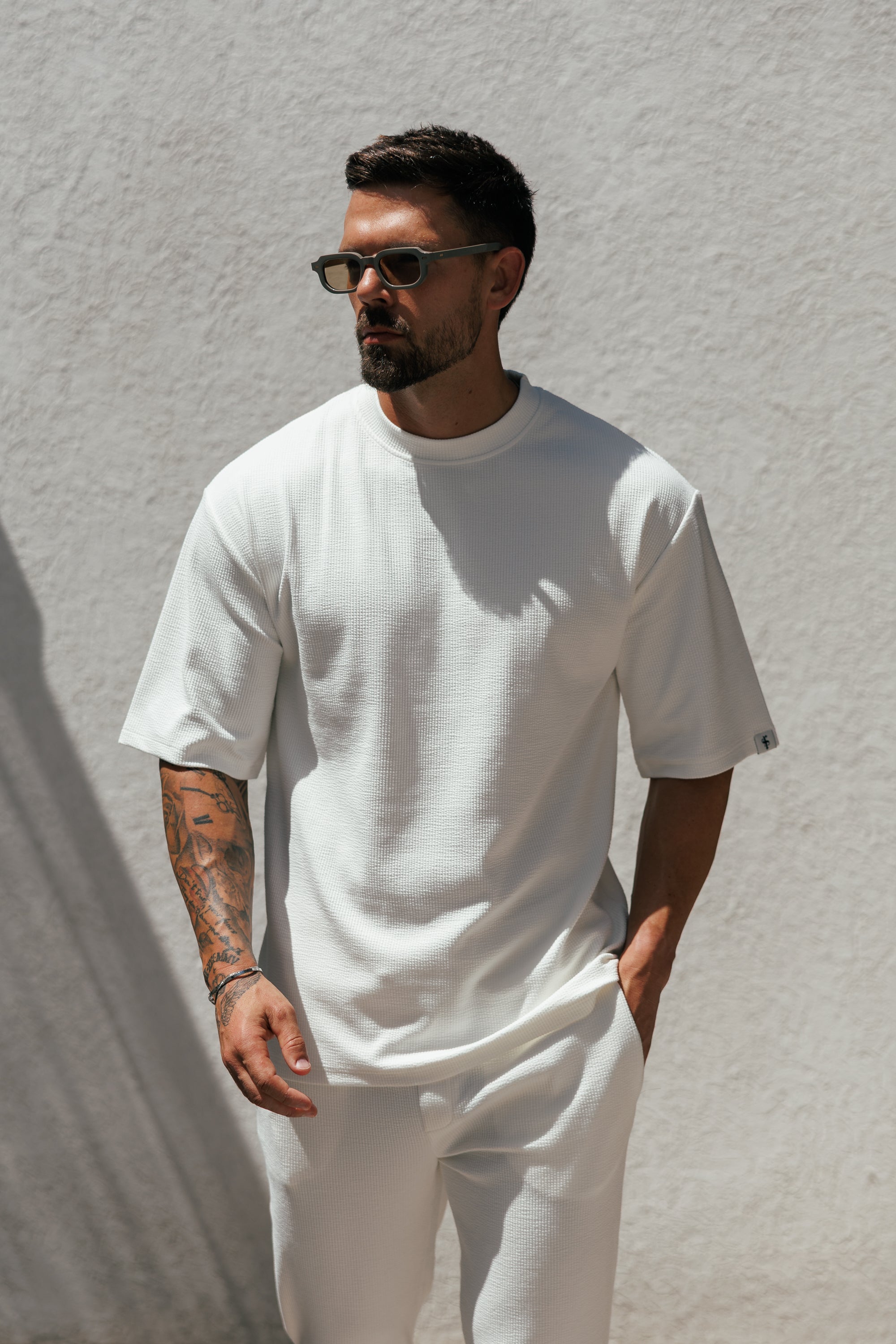 Jersey Cord weißes Oversized T-Shirt - FSR101 (VORBESTELLUNG 12. JUNI)