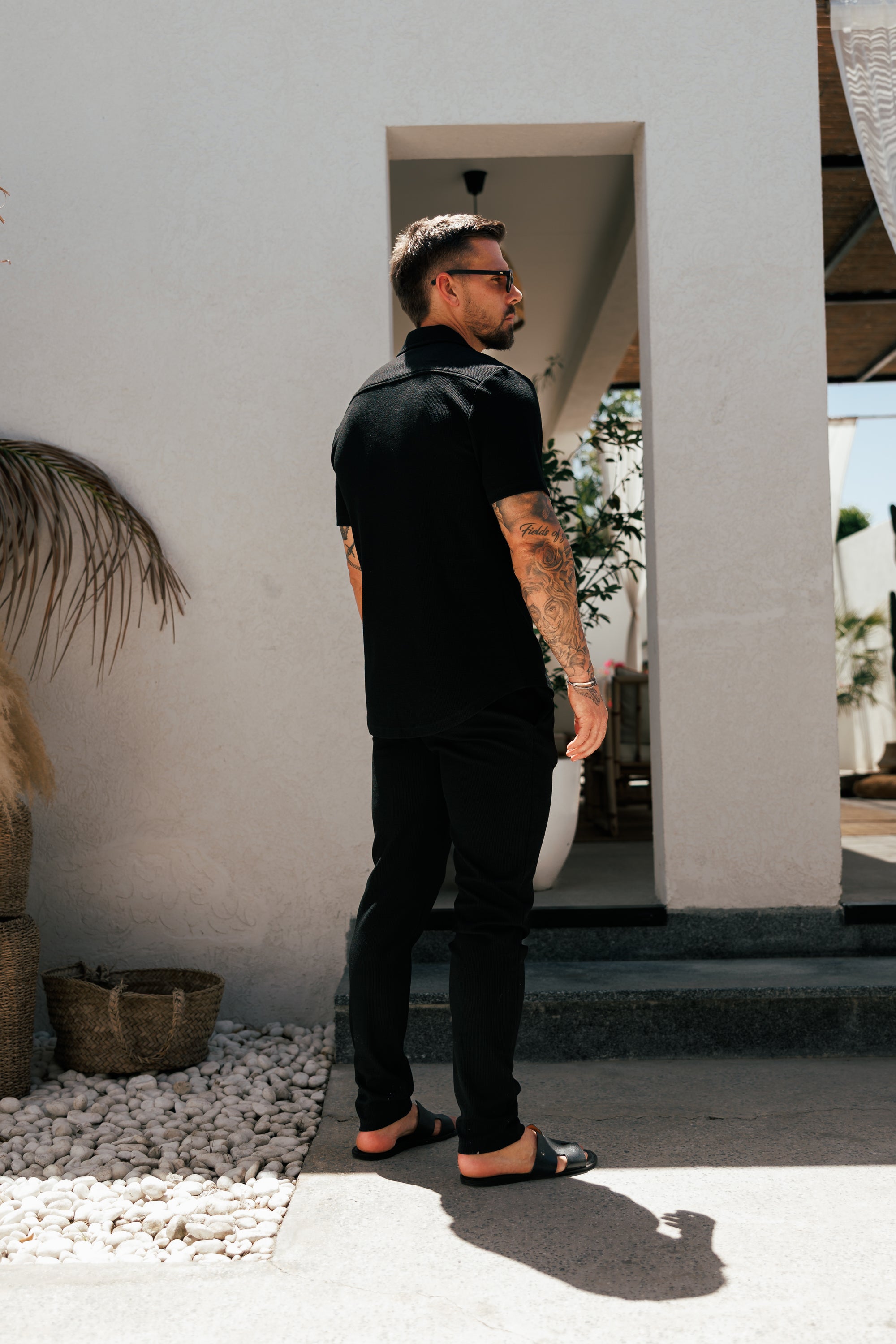 Jersey Cord Slim Slim Hose Schwarz - FSR016