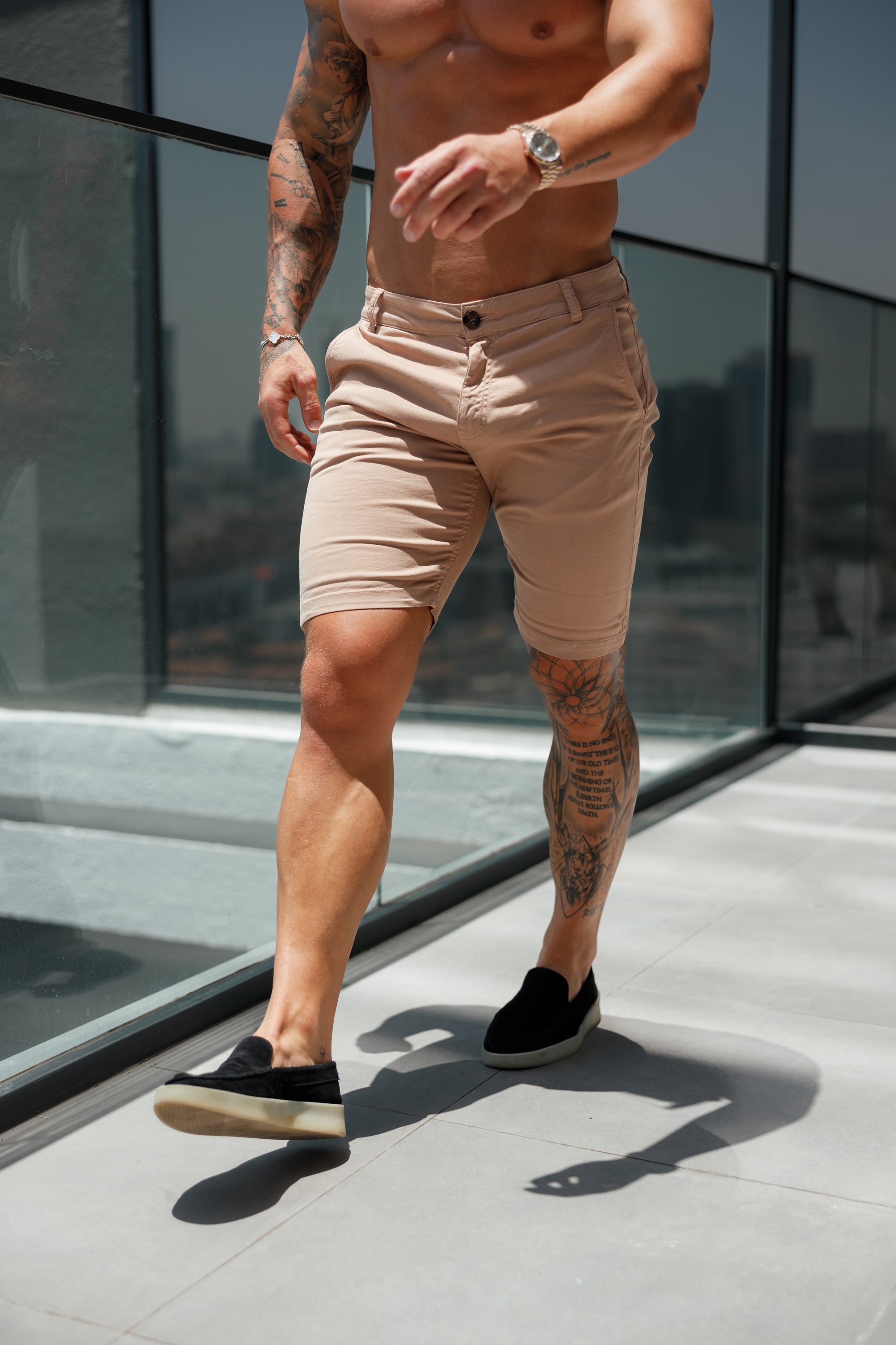 Slim Fit Coffee Chino Shorts - FSH989