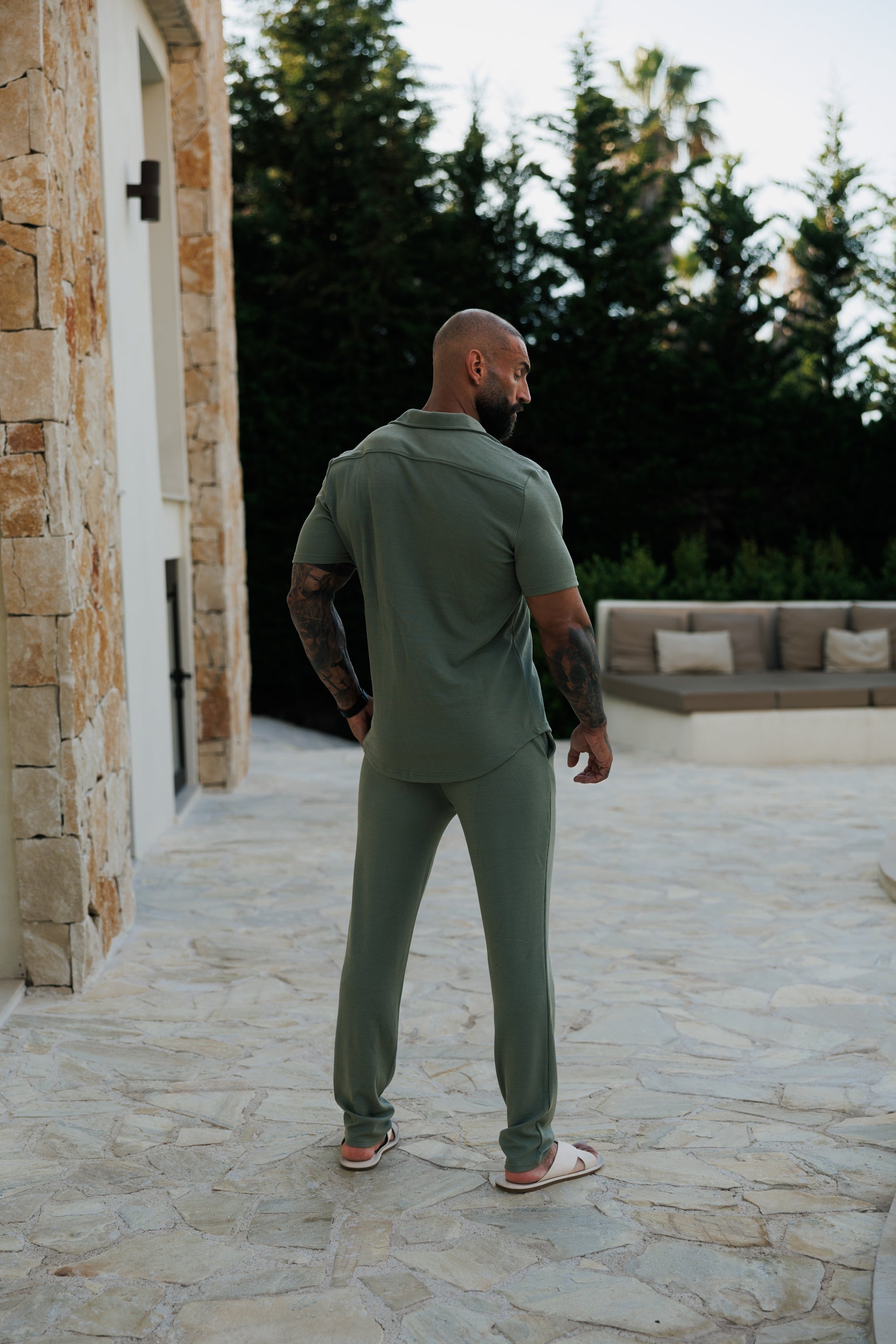 Jersey Cord schmale Hose Olive - FSR088 (VORBESTELLUNG 15. JUNI)