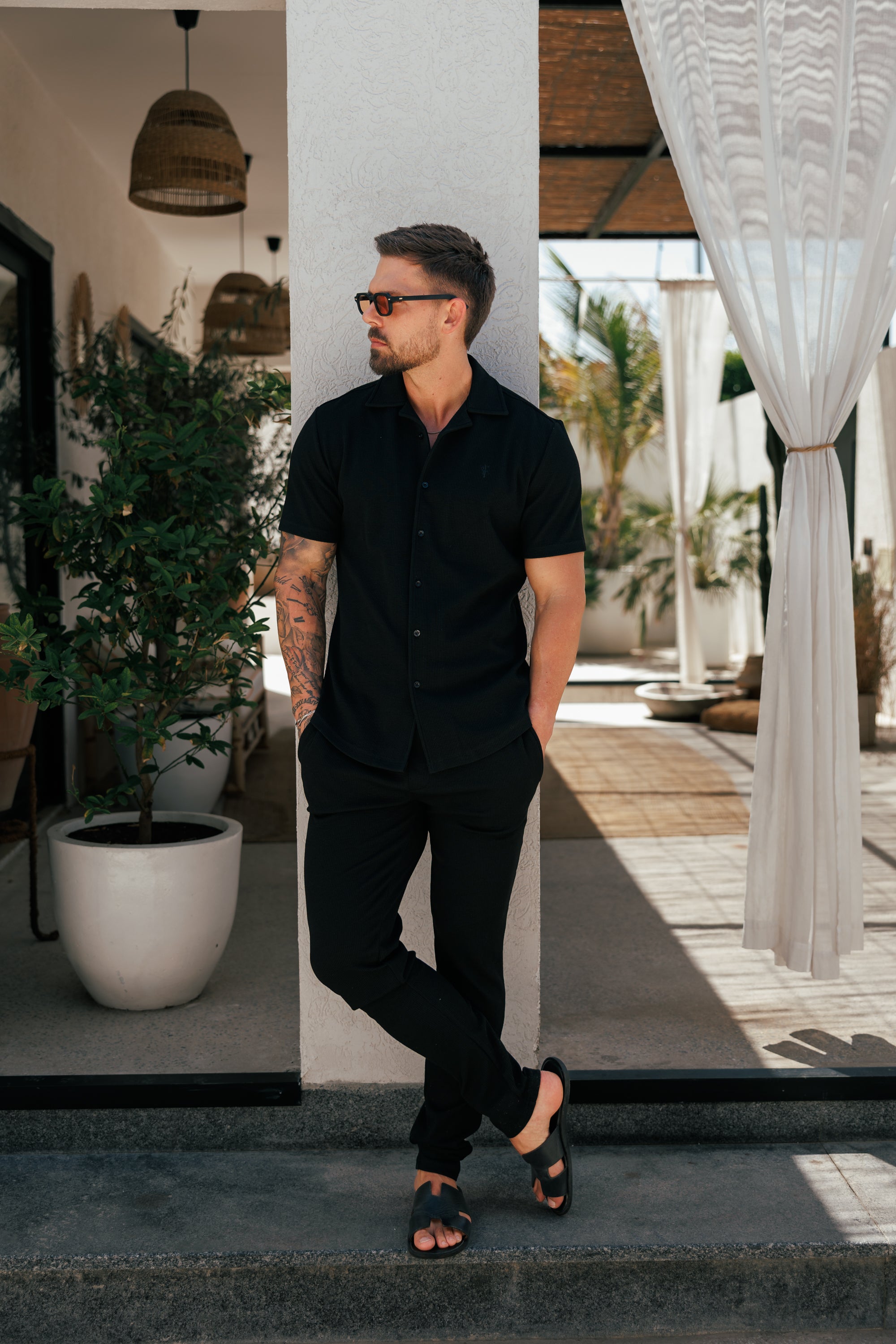 Jersey Cord Slim Slim Hose Schwarz - FSR016