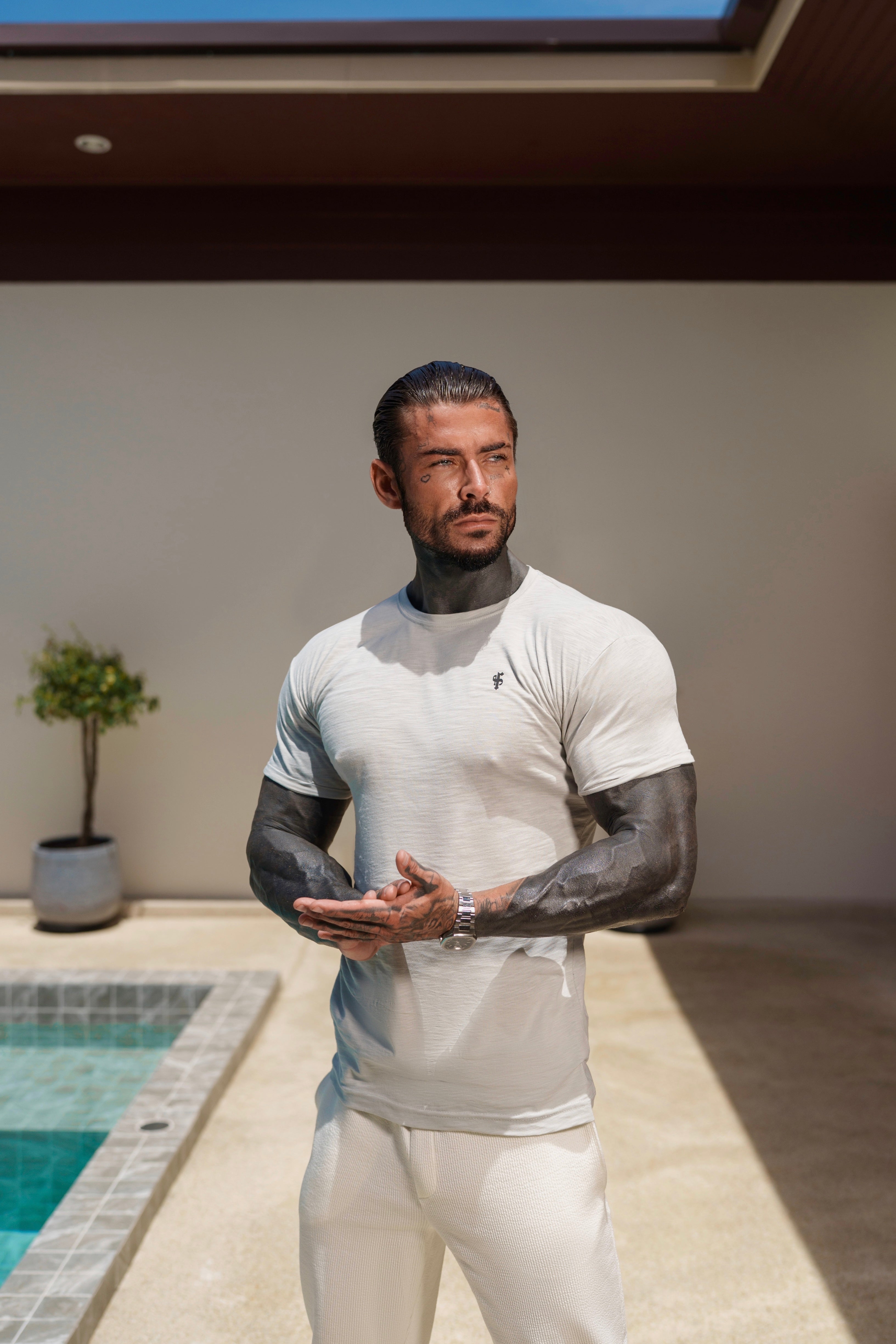 Light Grey Slub Crew T-Shirt - FSH1332