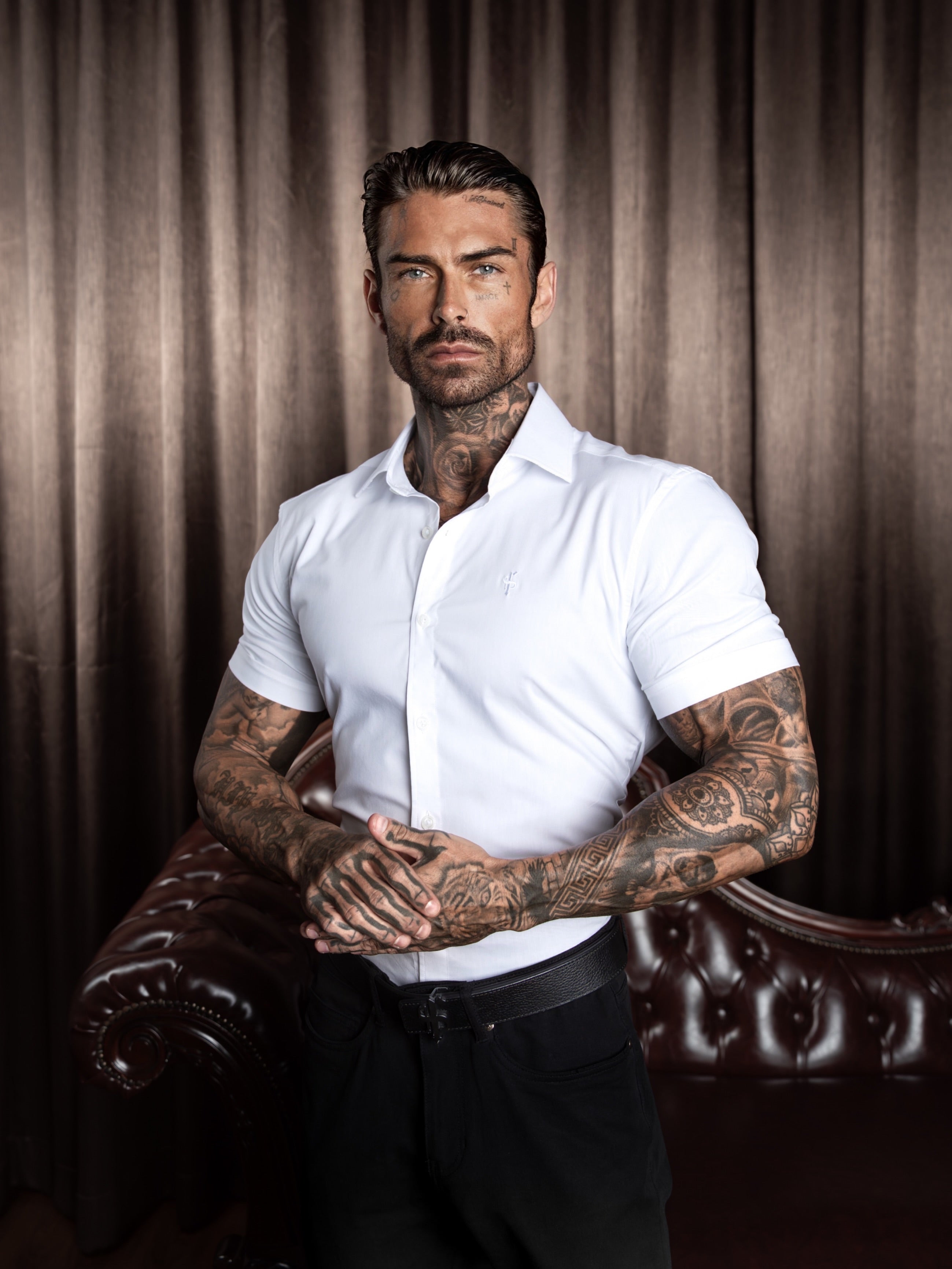 Super Slim Stretch Classic White Short Sleeve with Cutaway Collar - FS1184