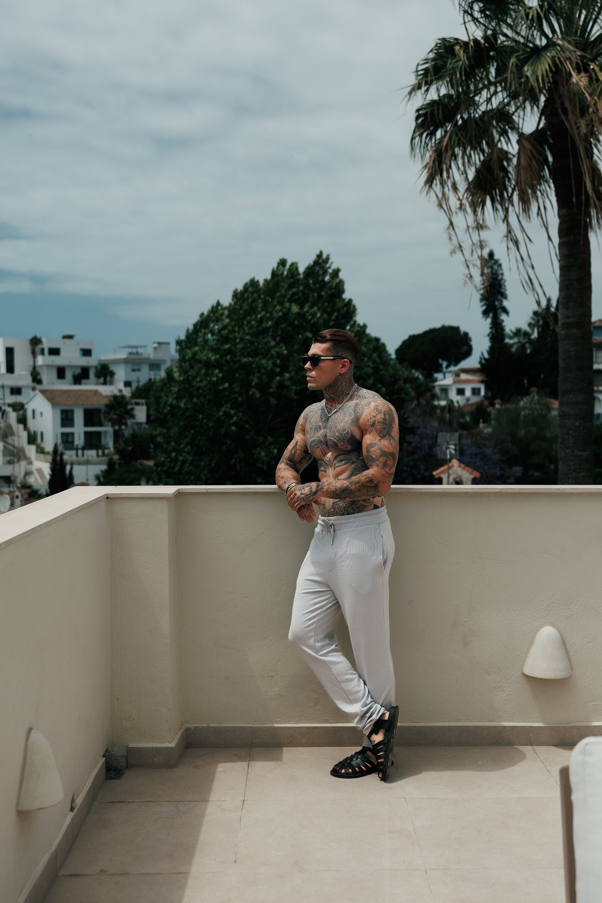 Jersey-Kordhose, schmal geschnitten, hellgrau - FSR091