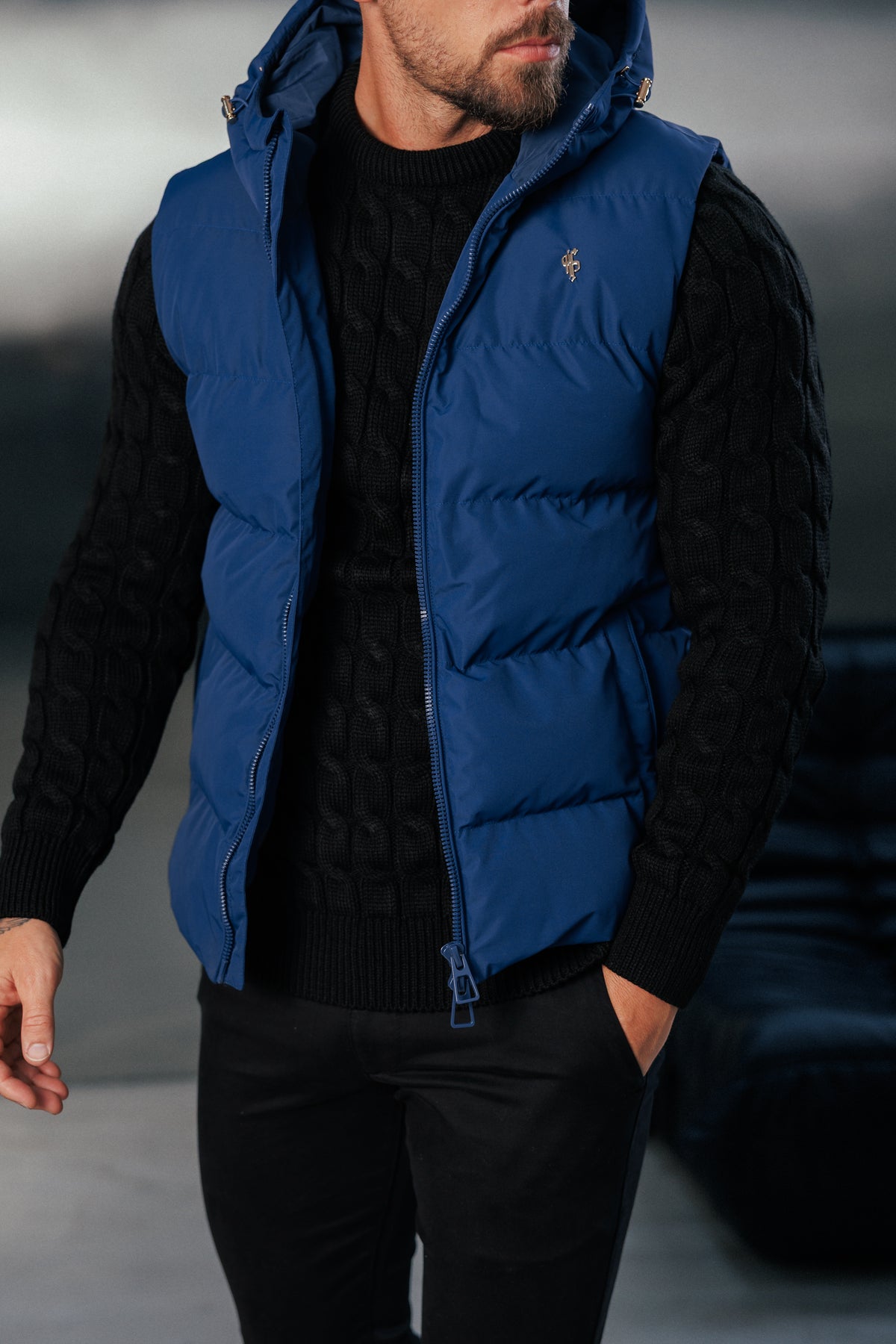 Navy Padded Hooded Gilet - FSN242 (PRE ORDER 24TH OCTOBER)