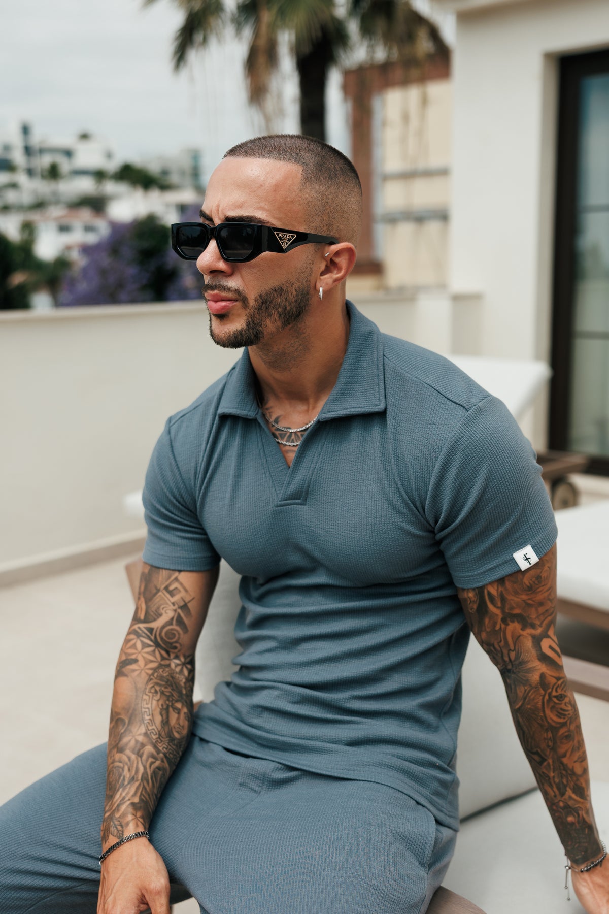 Gunmetal Jersey Cord Revere Polo Short Sleeve - FSR153 (PRE ORDER 22ND SEPTEMBER)