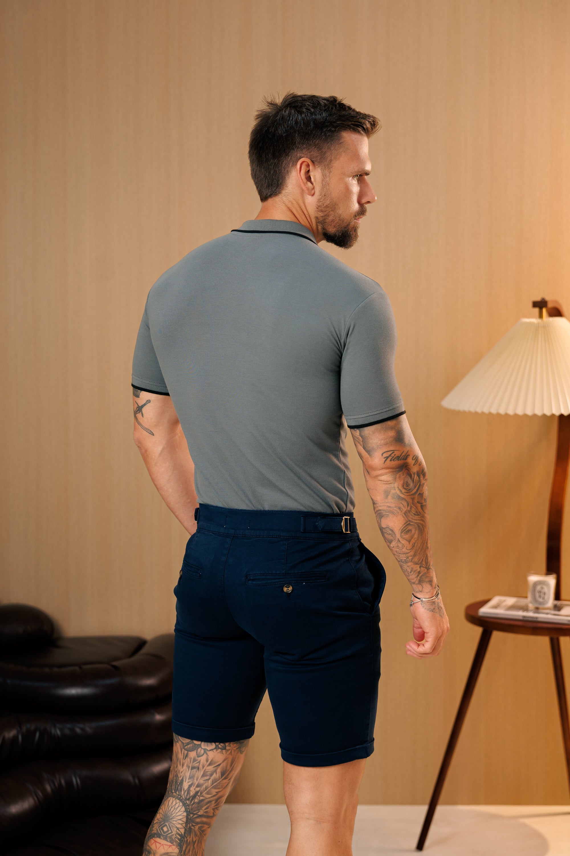 Marineblaue Chino-Shorts mit Seitenverstellern - FSH1660 (VORBESTELLUNG 10. SEPTEMBER)