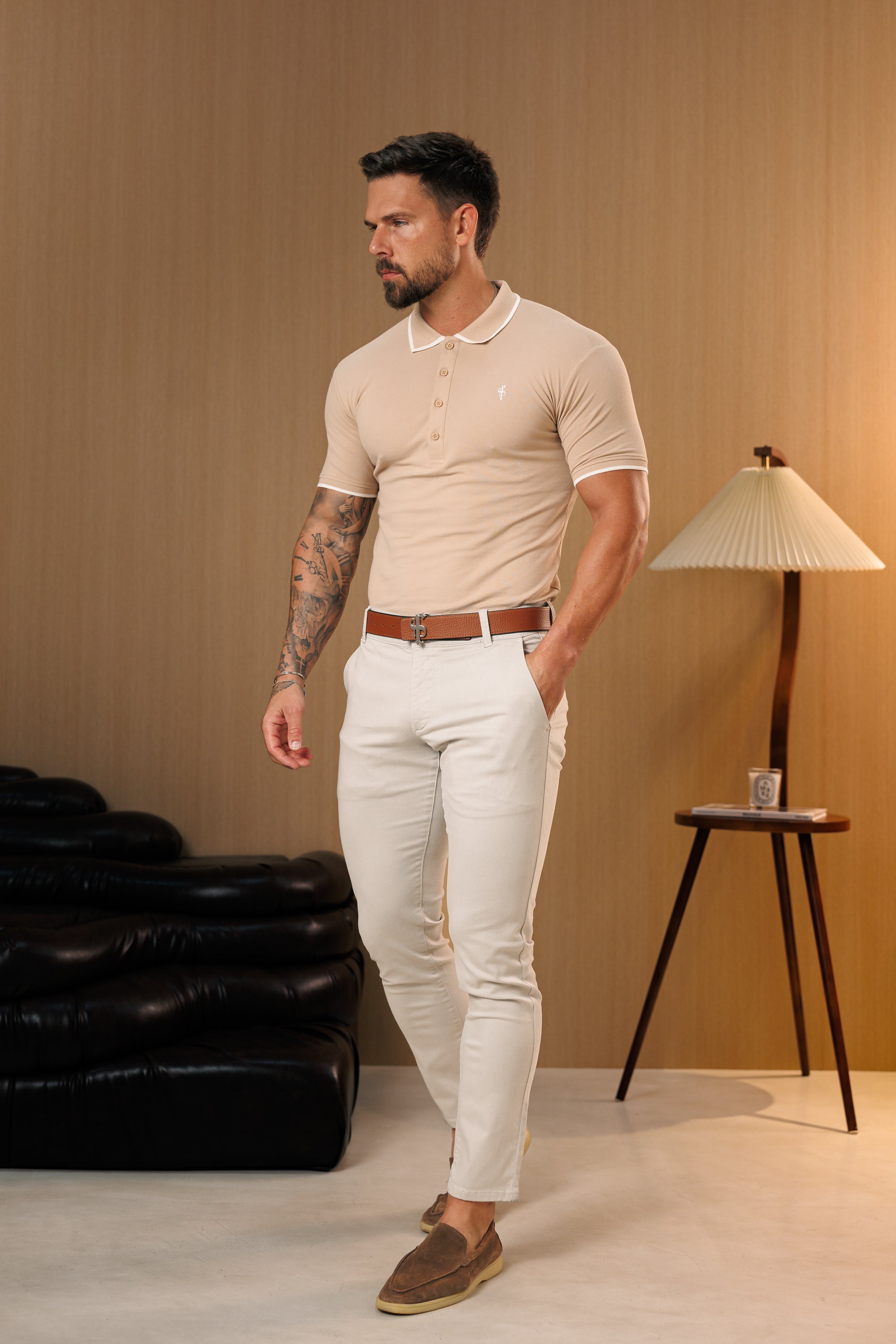 Hellgraue Chino-Hose mit Gürtelschlaufen - FSH1665 (VORBESTELLUNG 10. SEPTEMBER)