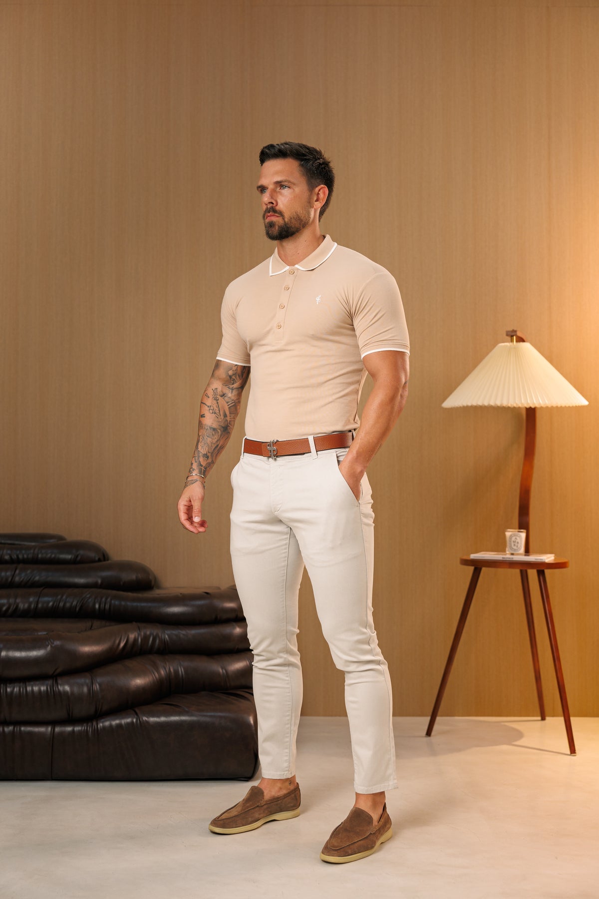 Hellgraue Chino-Hose mit Gürtelschlaufen - FSH1665 (VORBESTELLUNG 10. SEPTEMBER)