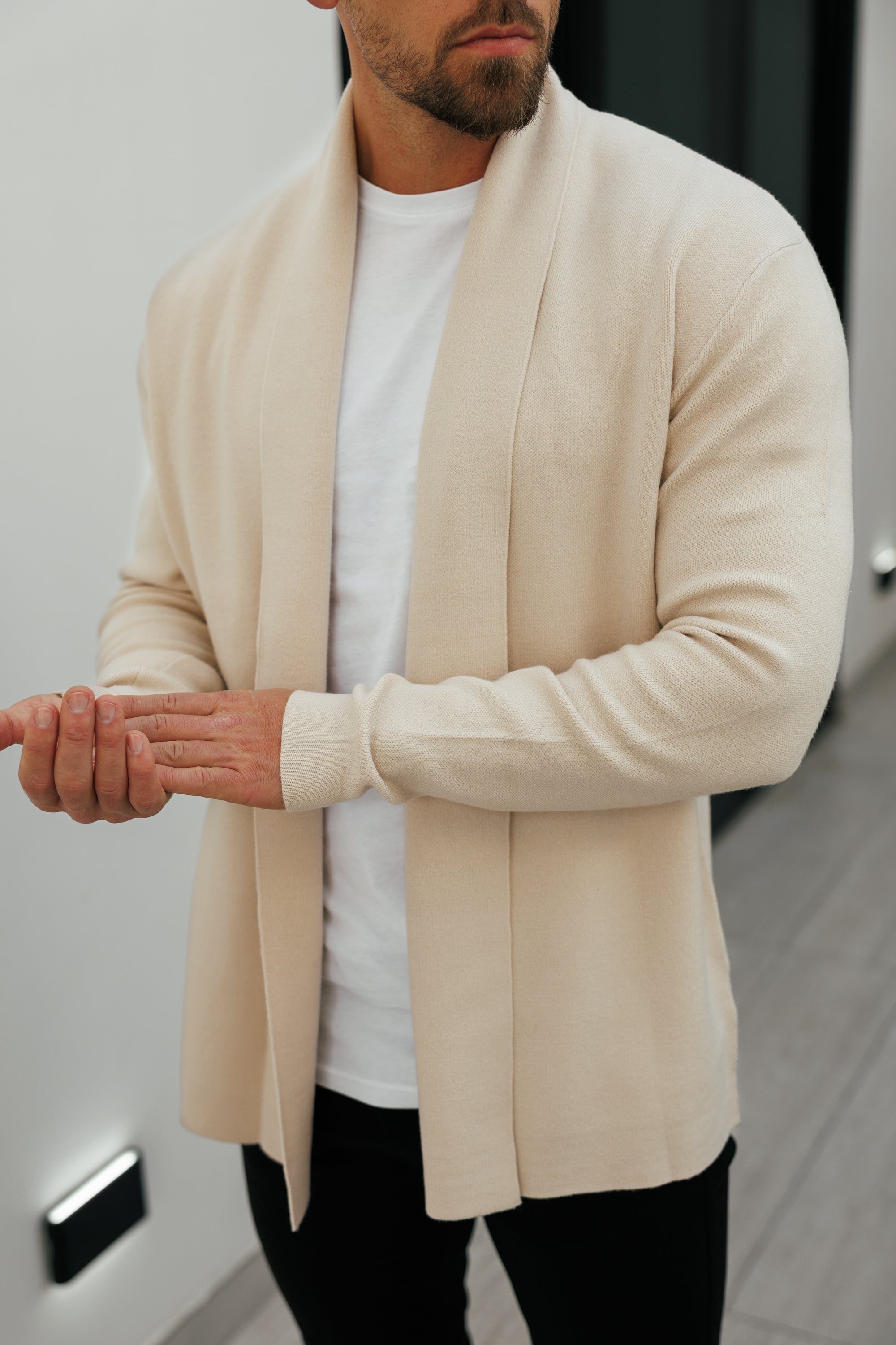 Soft Touch Schal-Cardigan Beige - FSA003