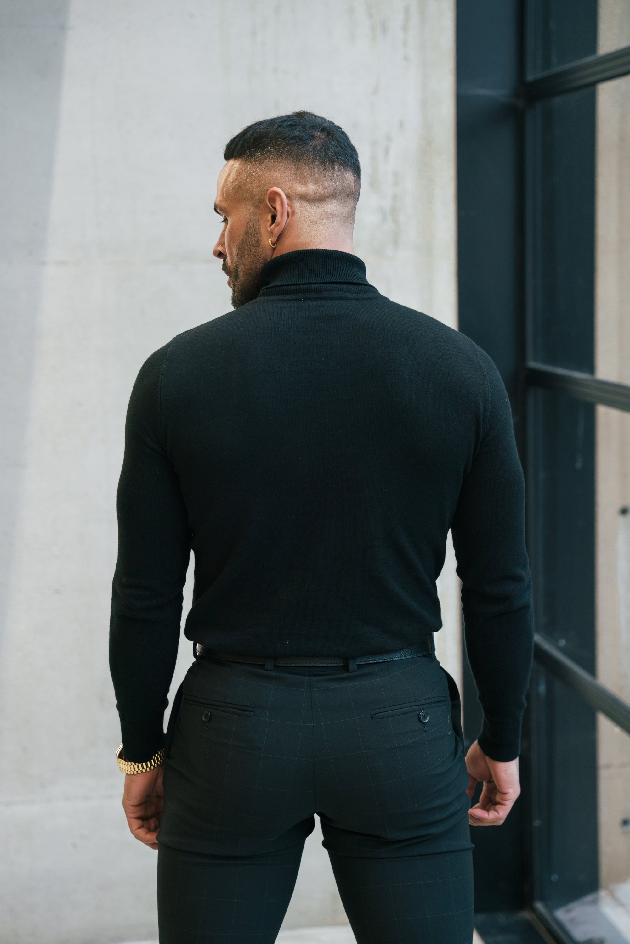 Lässige, formelle Hose mit schwarzem/silbernem Karomuster - FSTR014