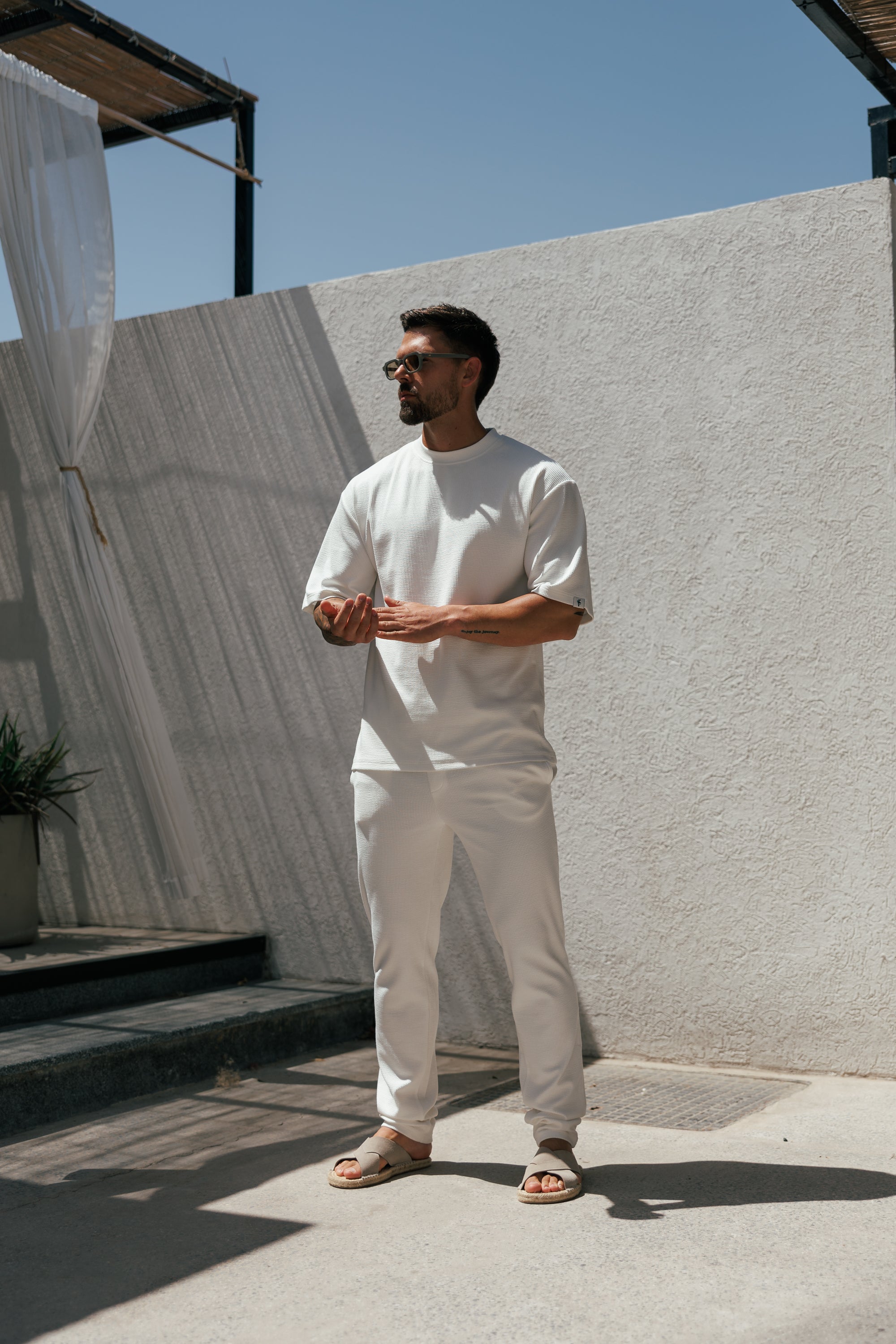 Jersey Cord weißes Oversized T-Shirt - FSR101 (VORBESTELLUNG 12. JUNI)