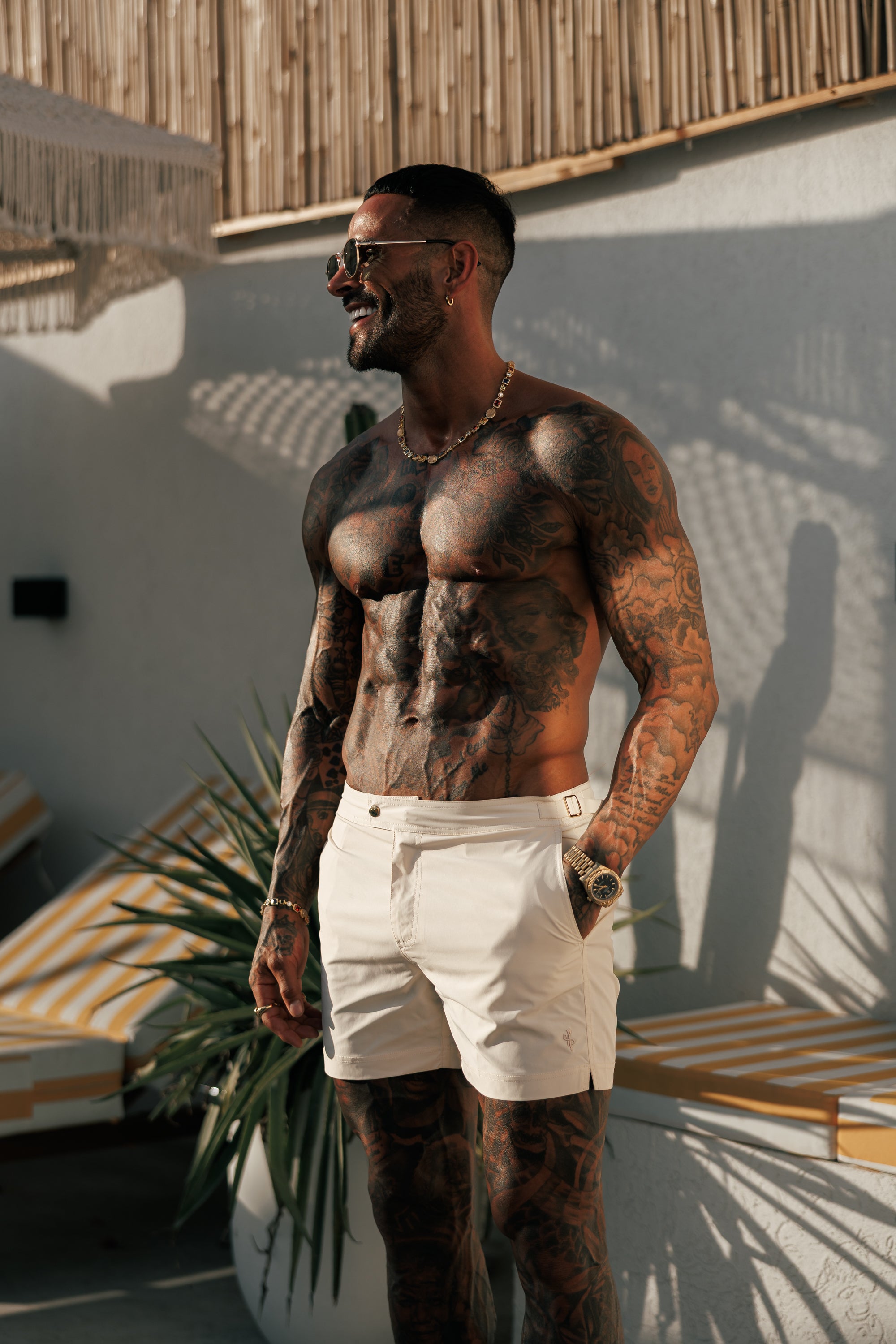 Beige/Goldene Badehose - FSN224