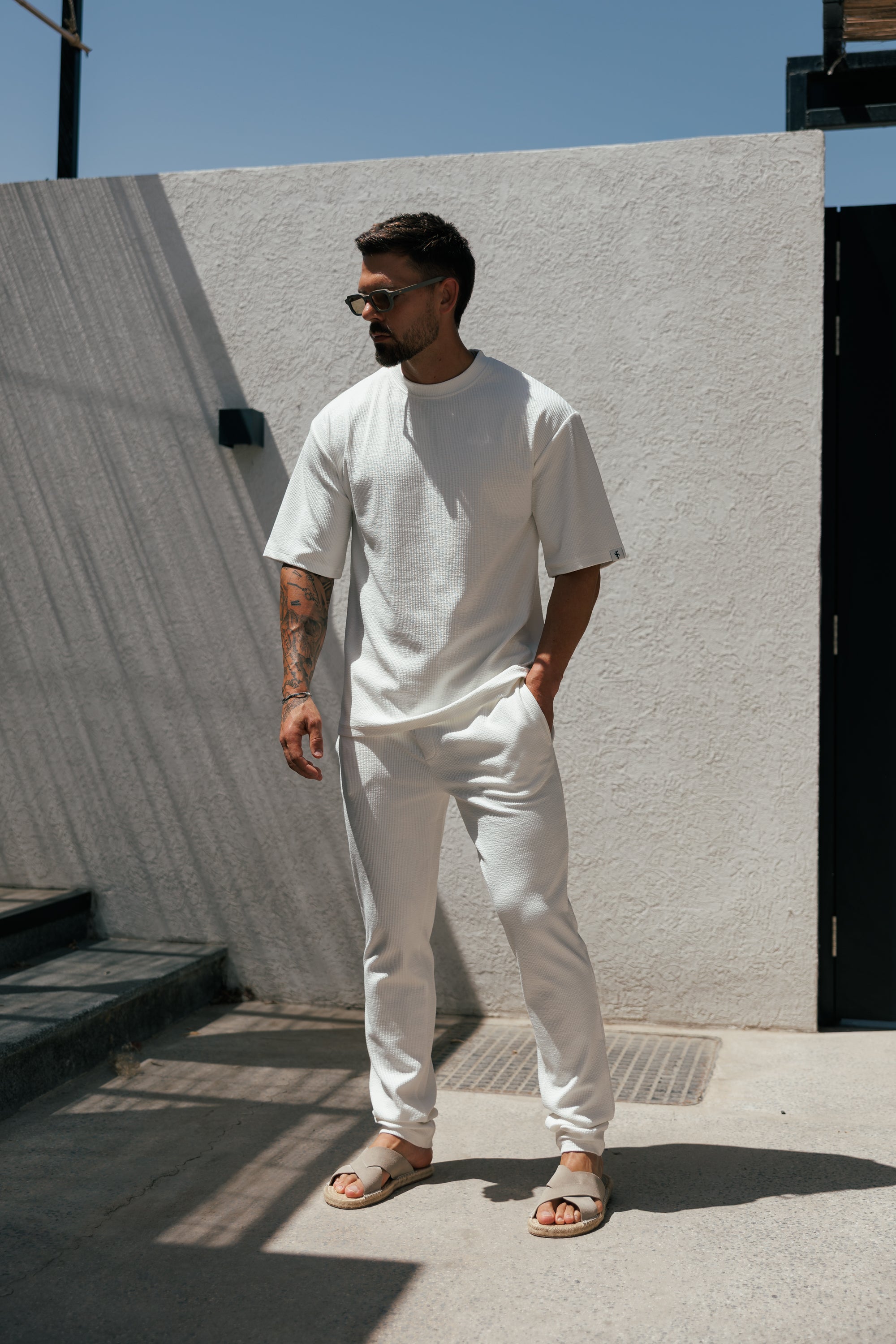 Jersey Cord weißes Oversized T-Shirt - FSR101 (VORBESTELLUNG 12. JUNI)