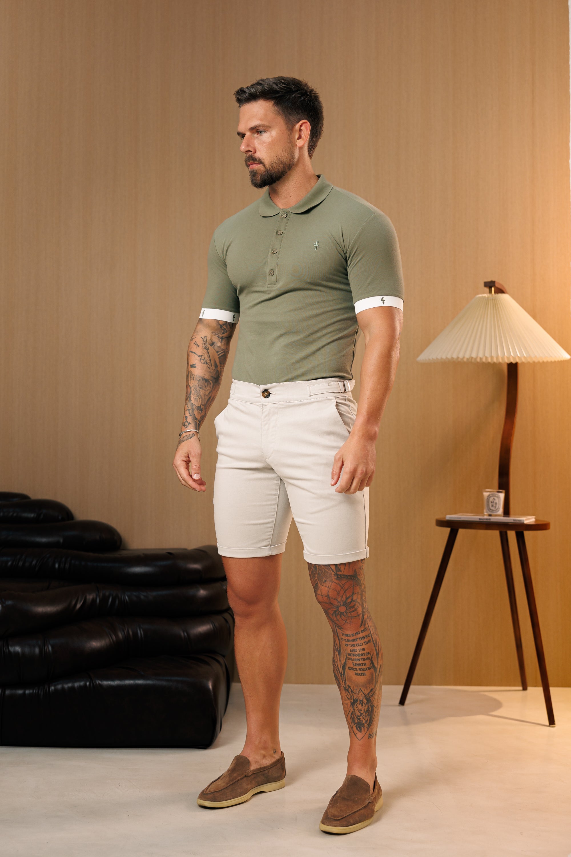 Hellgraue Chino-Shorts mit Seitenverstellern - FSH1661 (VORBESTELLUNG 10. SEPTEMBER)