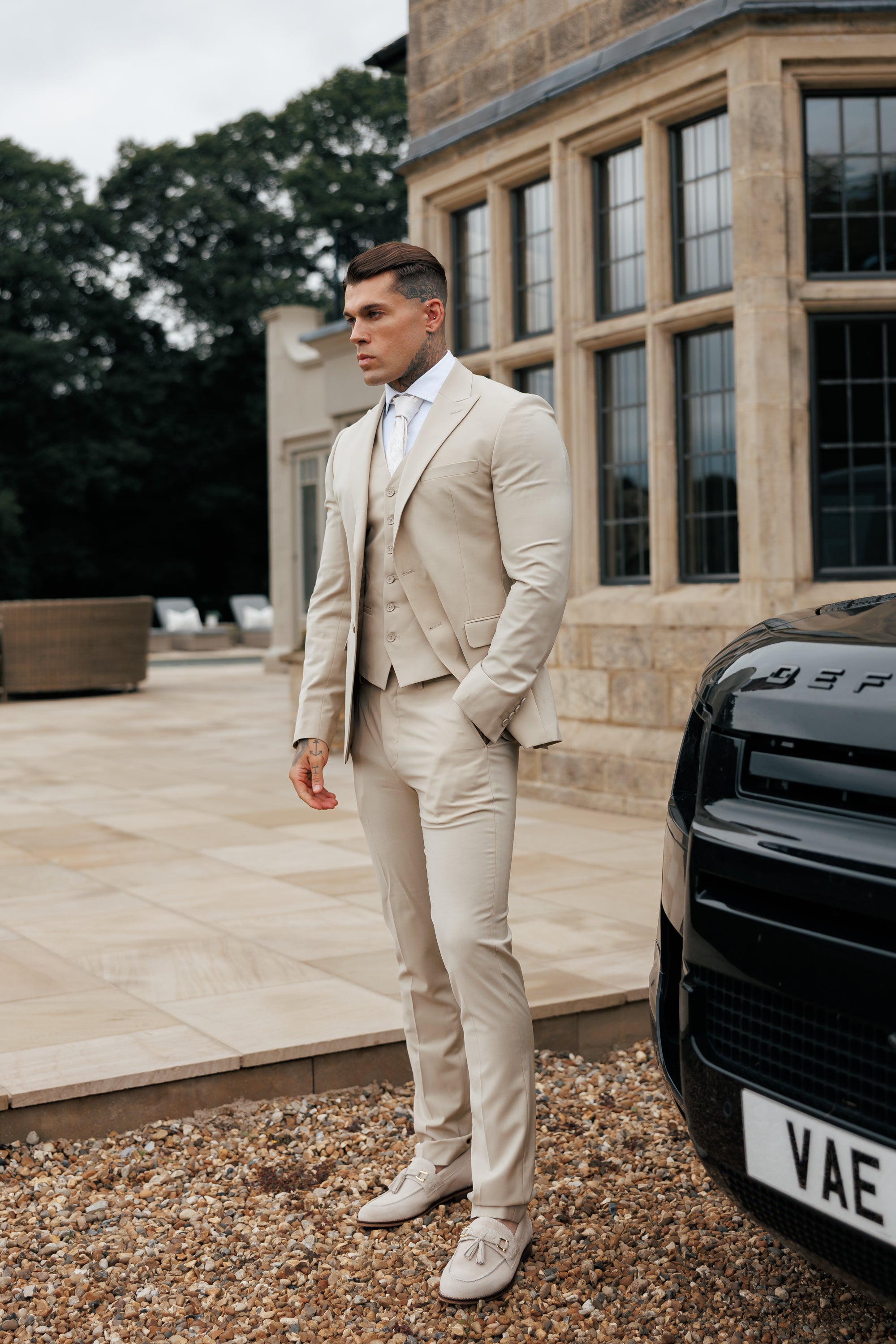 Slim Formal Airforce Blue Stretch Trousers