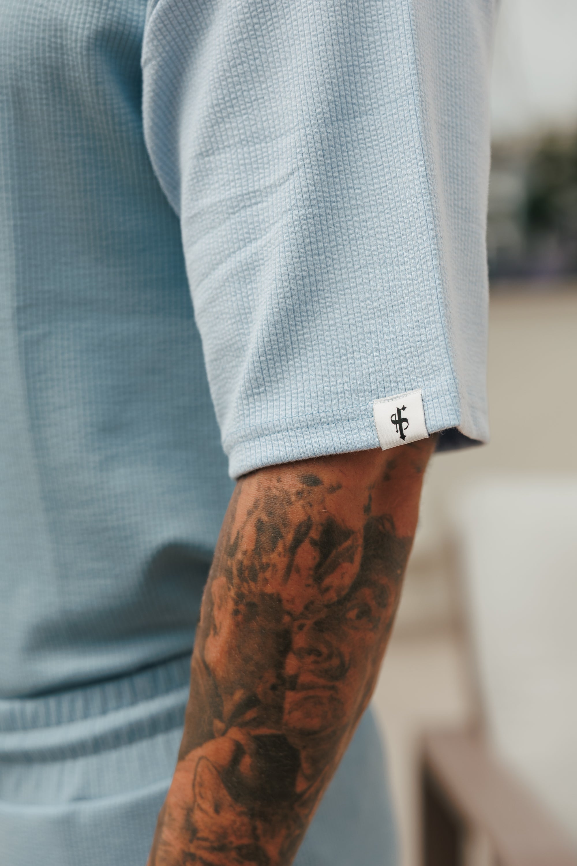 Jersey Cord Light Blue Oversized T-Shirt - FSR106