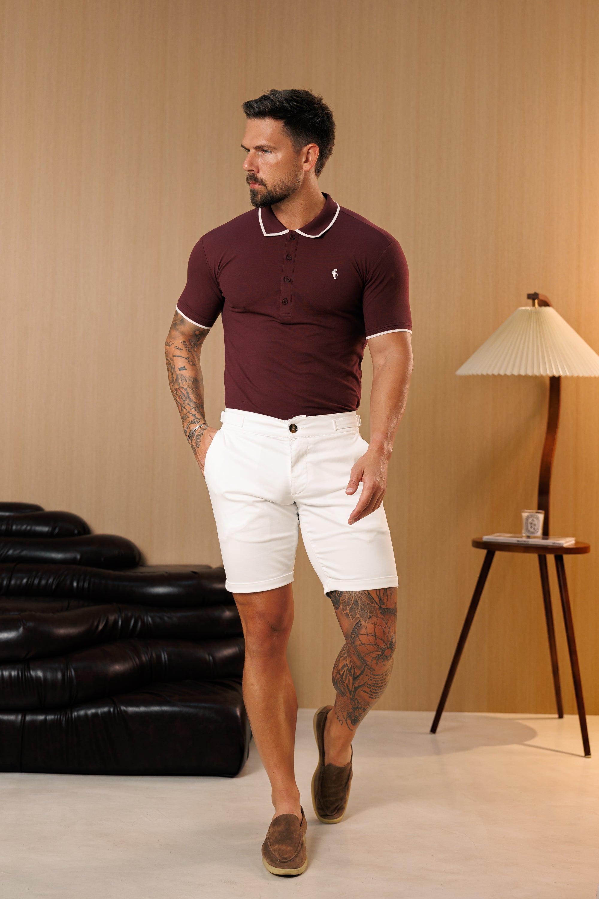 Weiße Chino-Shorts mit Seitenverstellern - FSH1659 (VORBESTELLUNG 10. SEPTEMBER)