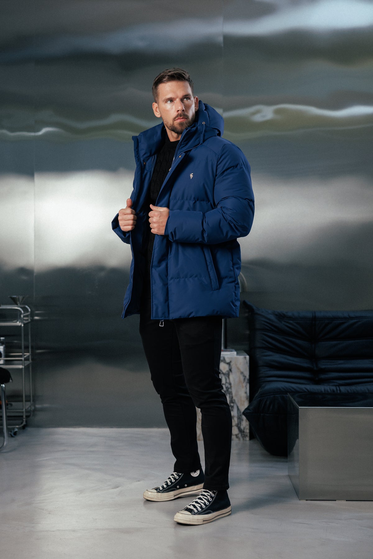 Navy Padded Coat with Hood - FSN238 (PRE ORDER 24TH OCTOBER)