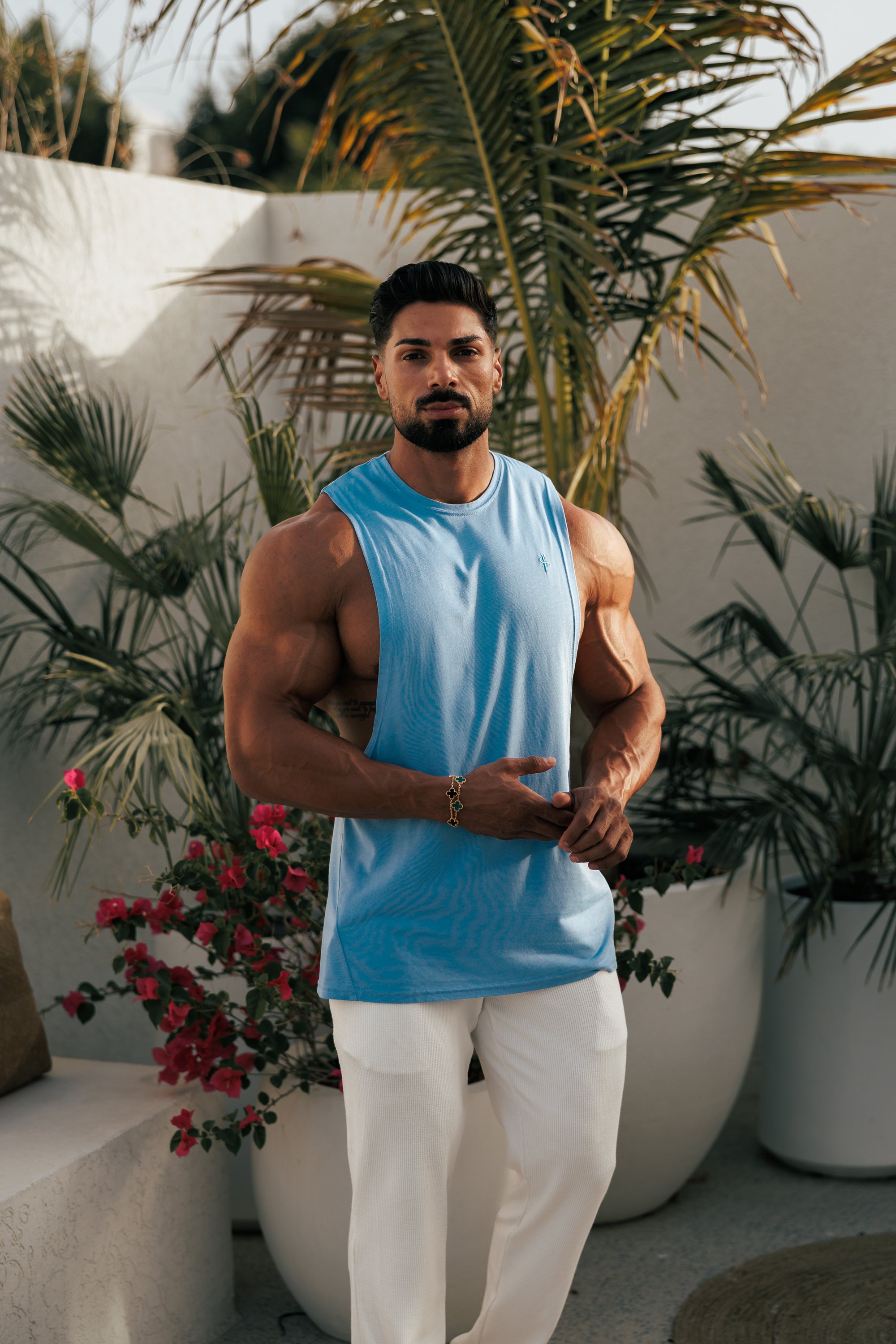 Classic Bamboo Dropped Armhole Light Blue Vest - FSH787 (PRE ORDER 11TH JUNE)
