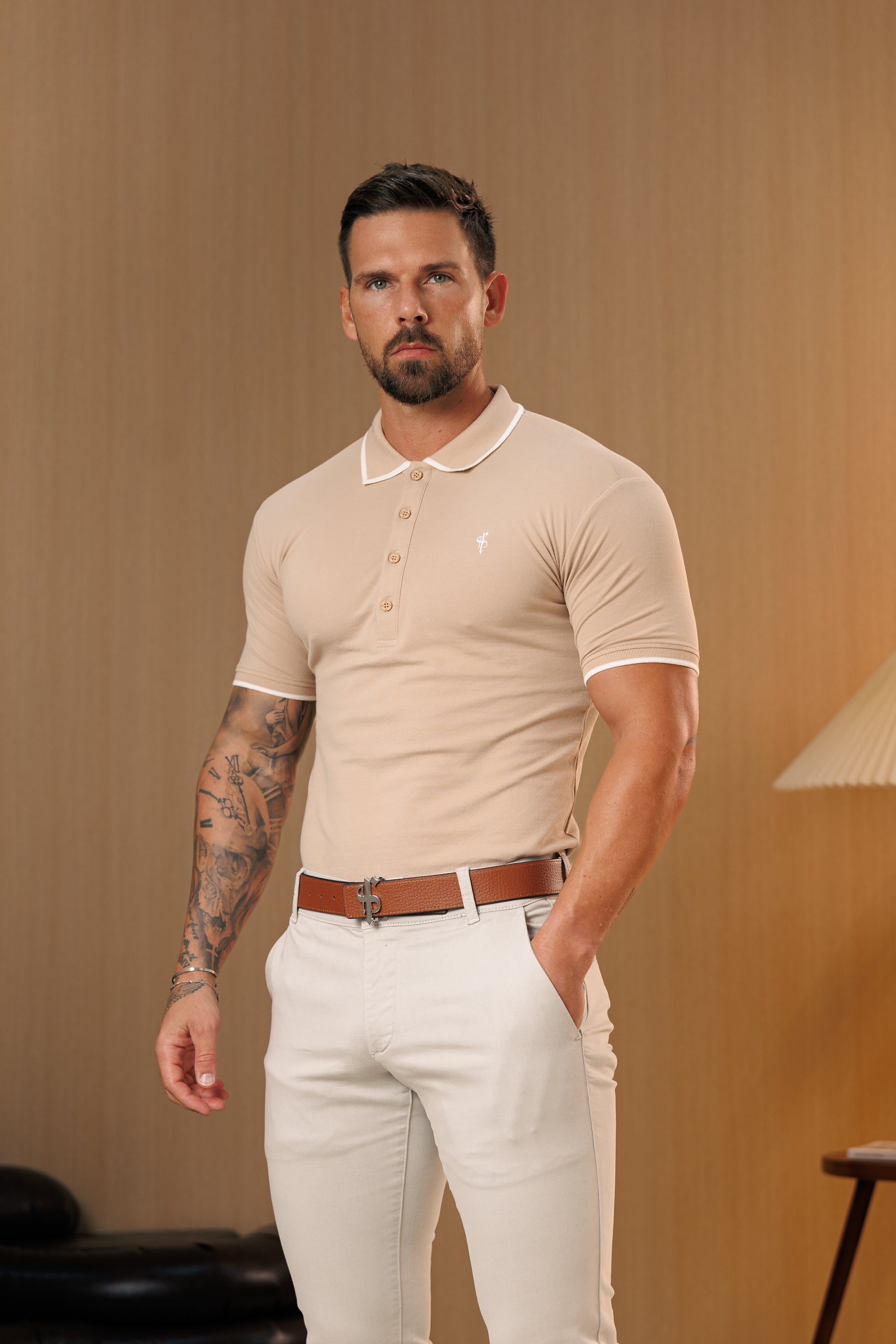 Hellgraue Chino-Hose mit Gürtelschlaufen - FSH1665 (VORBESTELLUNG 10. SEPTEMBER)