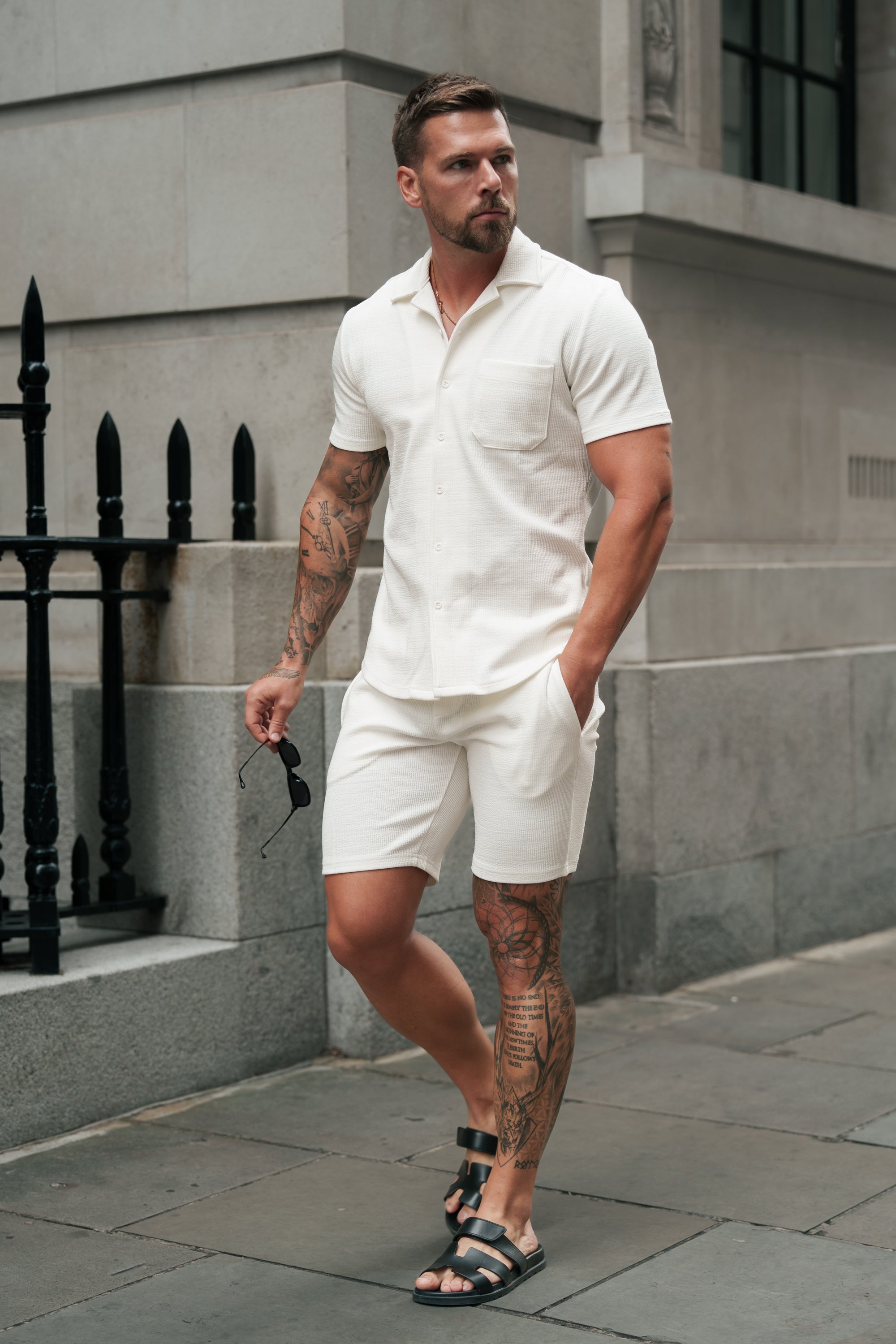 Jersey-Kordelzug-Shorts Weiß - FSR011 (VORBESTELLUNG 30. MAI)