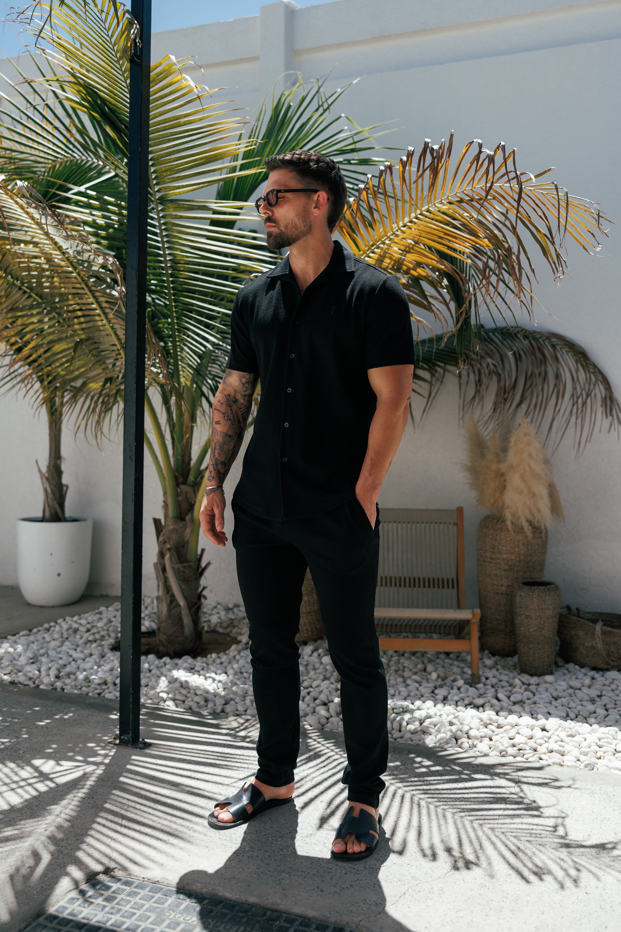 Jersey Cord Slim Slim Hose Schwarz - FSR016