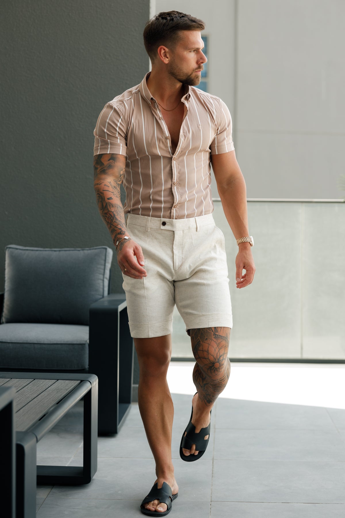 Maßgeschneiderte Leinen-Shorts – FSTS002