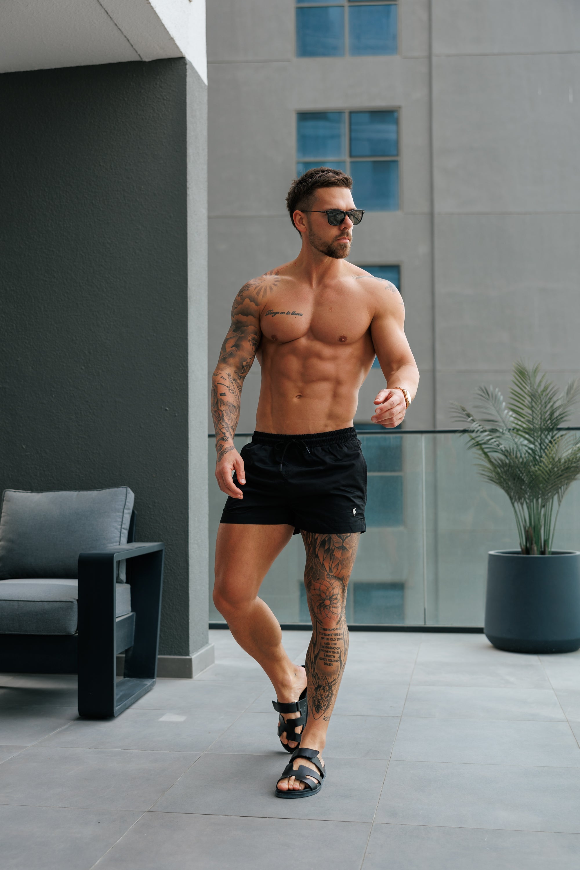 Black / Silver Swim Shorts - FSH1316 (PRE ORDER 15TH APRIL)