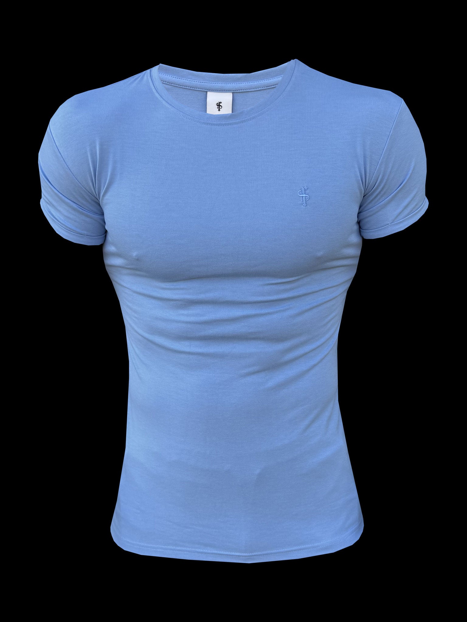 Hellblaues Viskose-Rundhals-T-Shirt Kurzarm - FSH1509