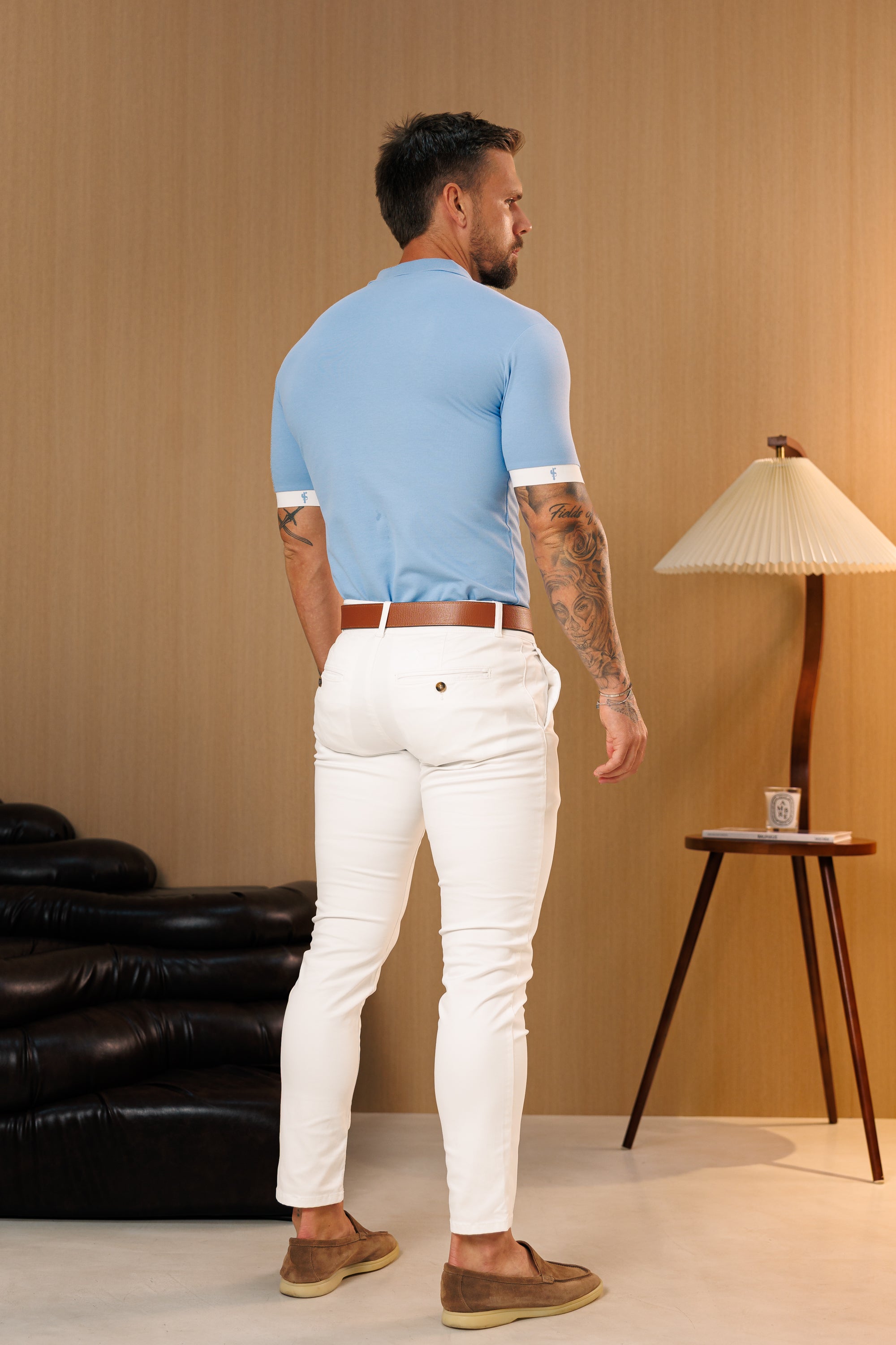 White Chino Trousers With Belt Loops - FSH1663 (PRE ORDER 23RD SEPTEMBER)