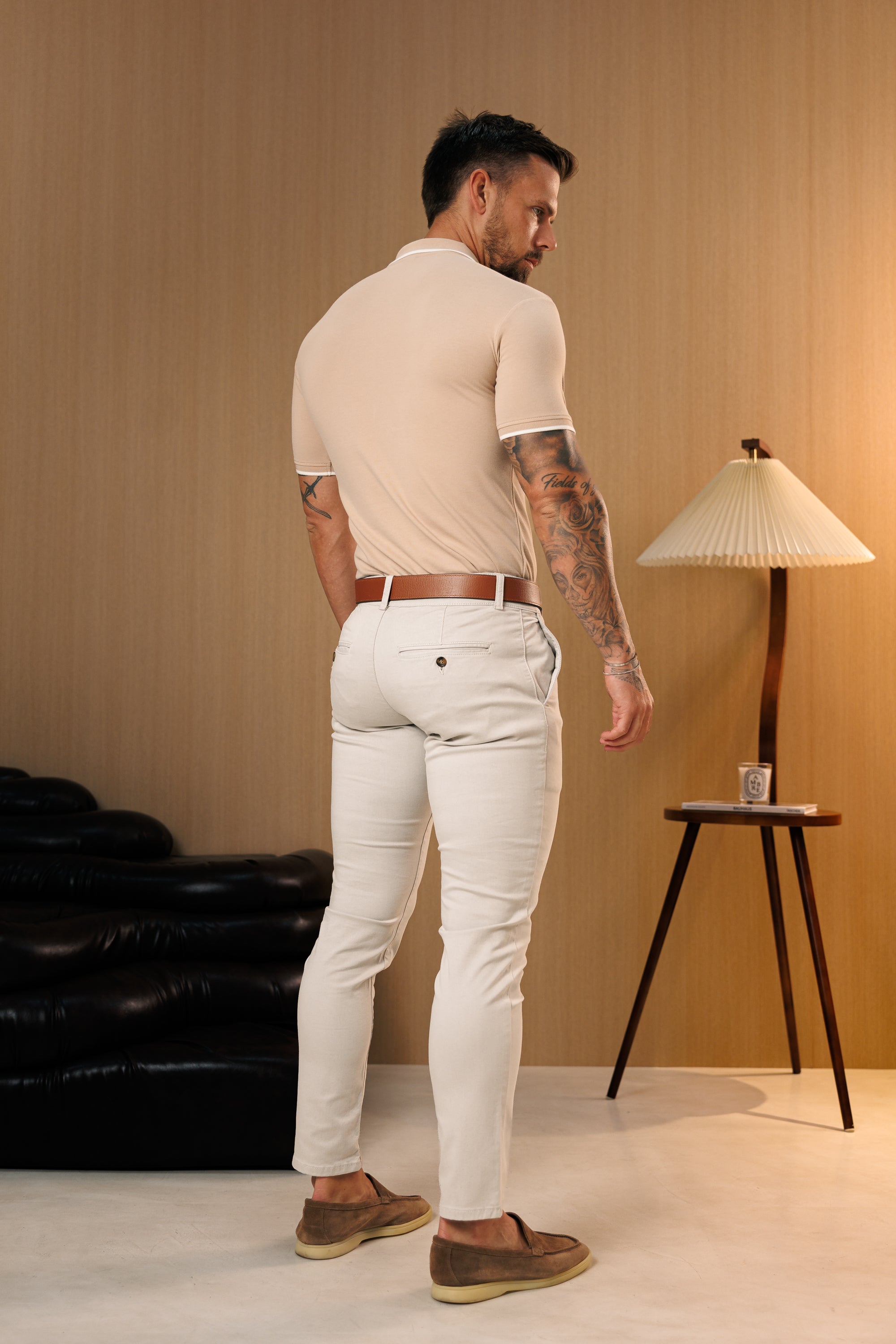 Hellgraue Chino-Hose mit Gürtelschlaufen - FSH1665 (VORBESTELLUNG 10. SEPTEMBER)