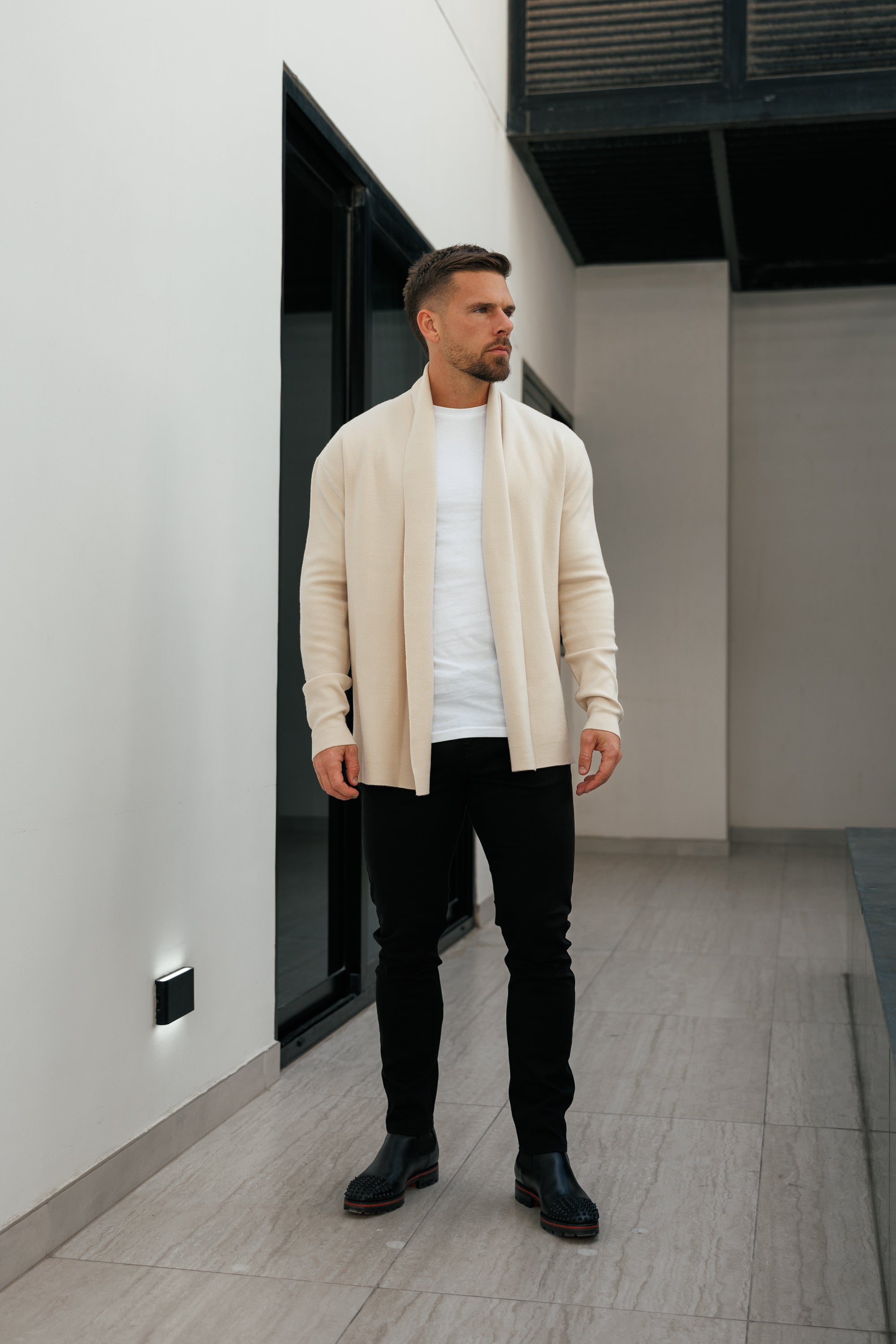 Soft Touch Schal-Cardigan Beige - FSA003