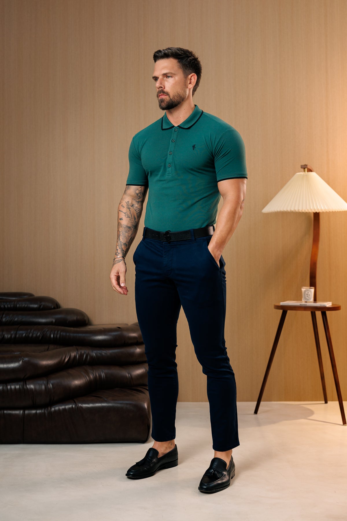 Marineblaue Chino-Hose mit Gürtelschlaufen - FSH1664 (VORBESTELLUNG 10. SEPTEMBER)
