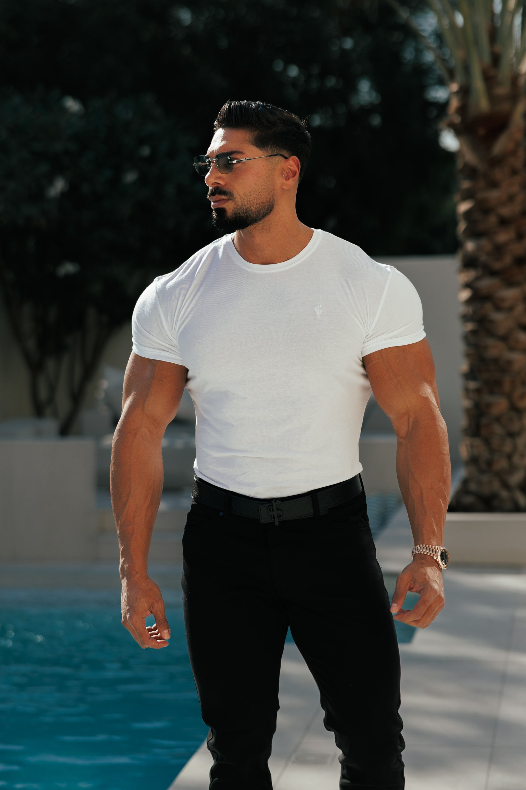 White Bamboo Crew T Shirt - FSH576