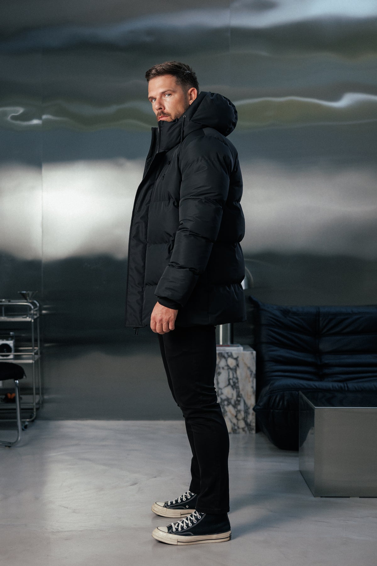 Black Padded Coat with Hood - FSN234E (PRE ORDER 24TH OCTOBER)