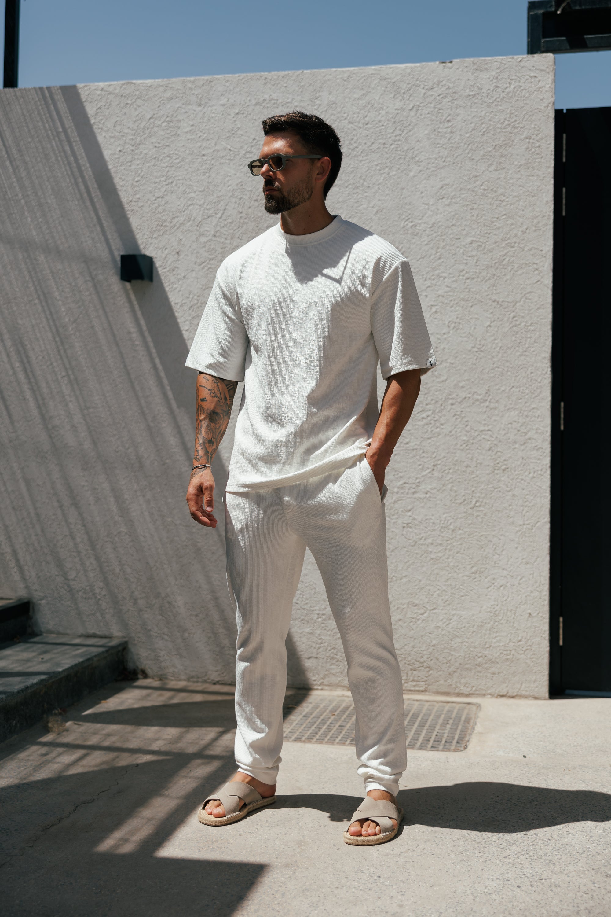 Jersey Cord weißes Oversized T-Shirt - FSR101 (VORBESTELLUNG 12. JUNI)