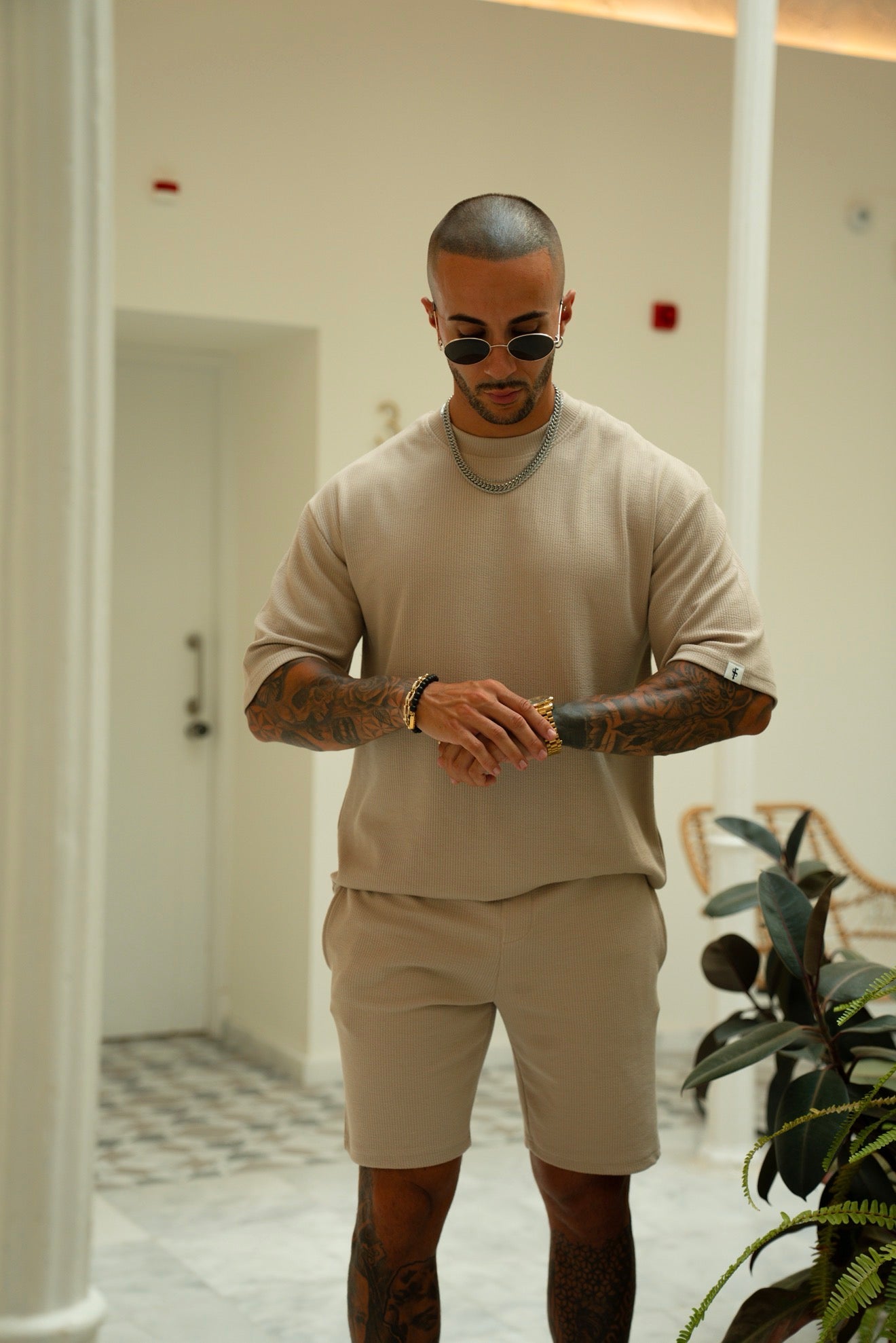 Jersey Cord Oversized T-Shirt Beige - FSR105 (VORBESTELLUNG 18. JULI)