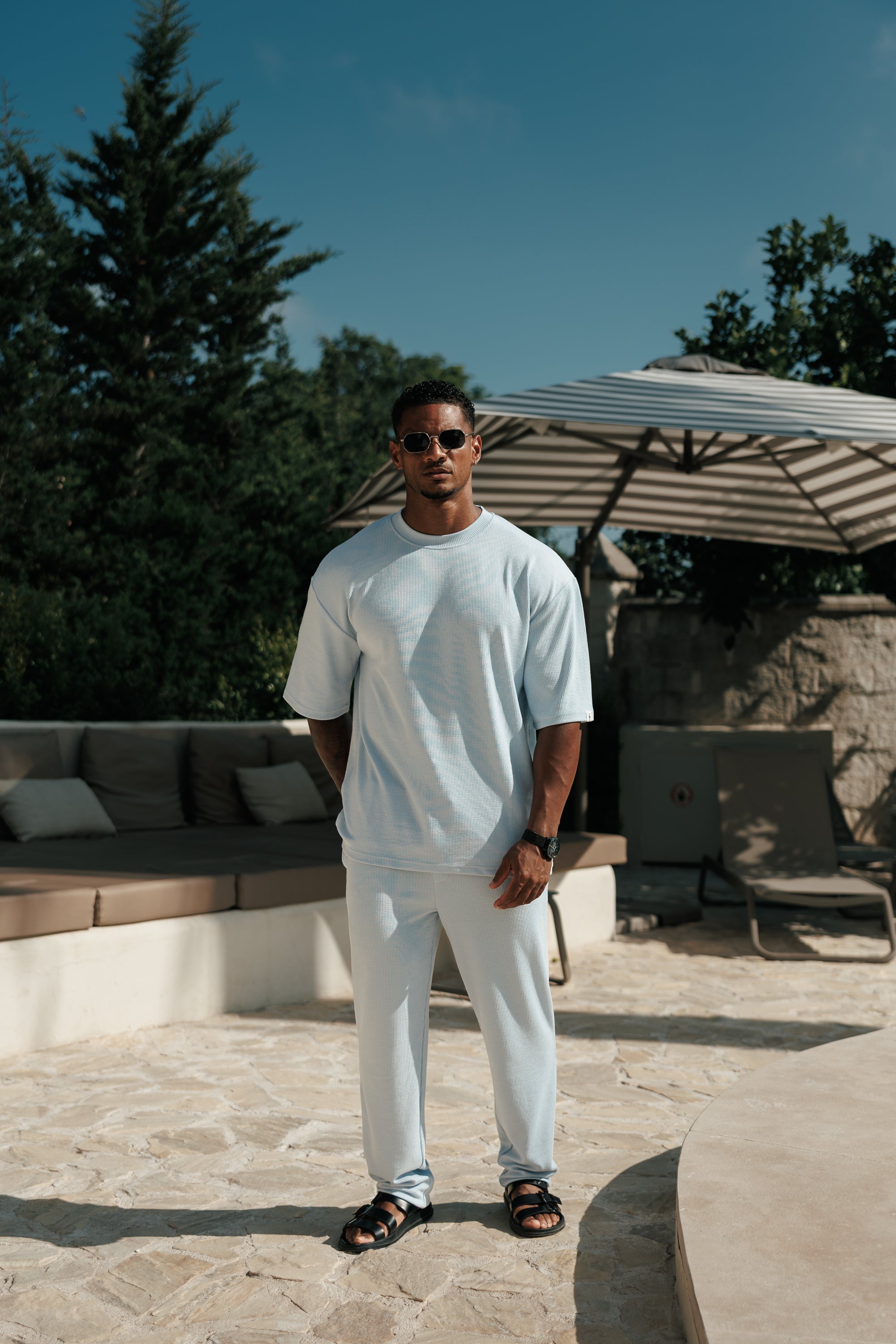 Jersey-Kordhose, schmal geschnitten, hellblau – FSR090