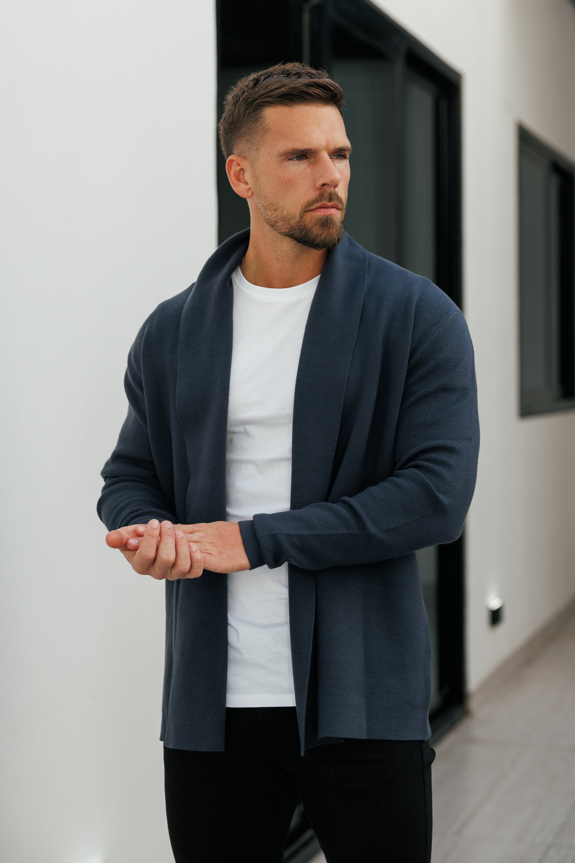 Soft Touch Shawl Cardigan Charcoal -  FSA004