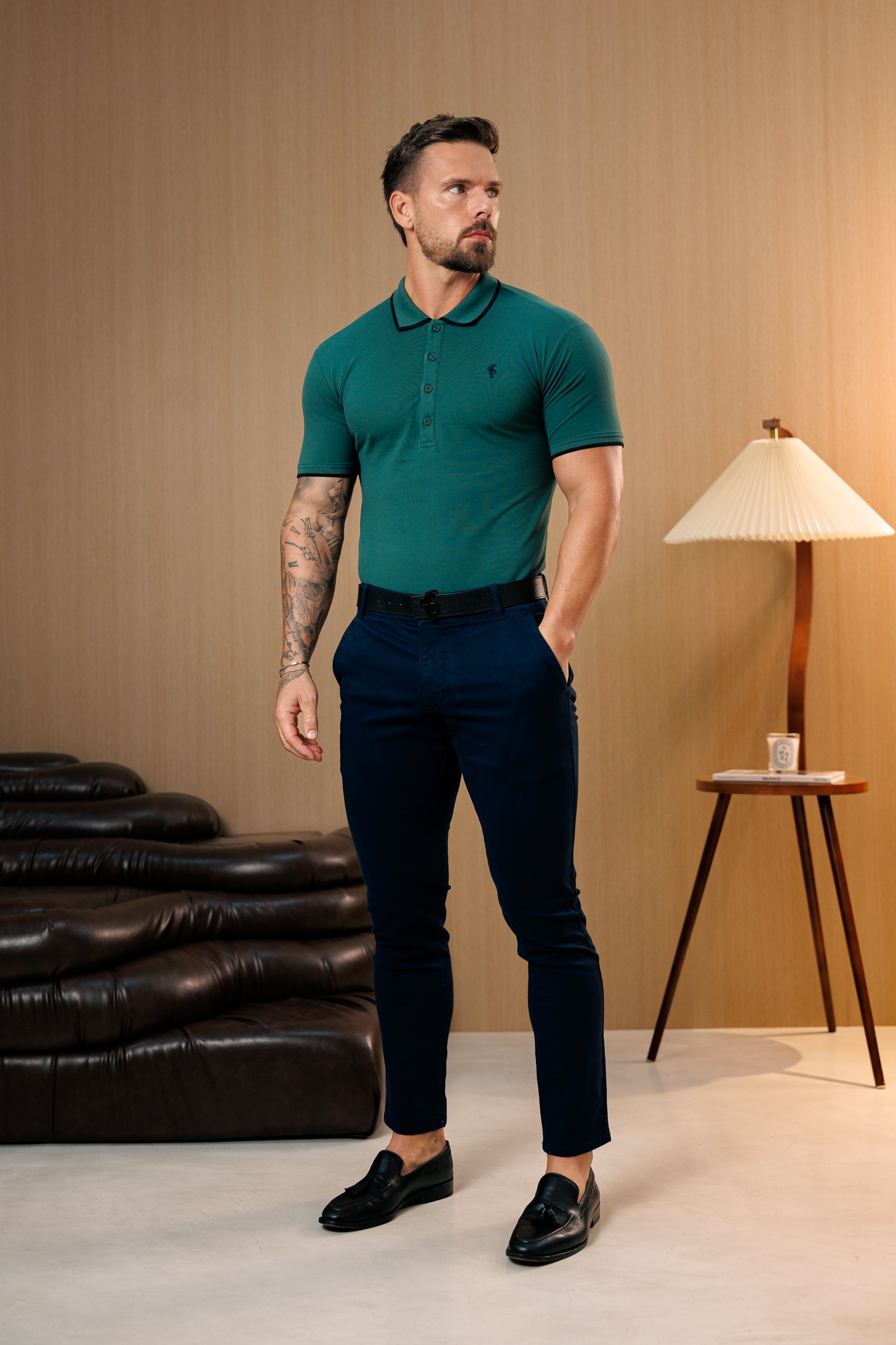 Marineblaue Chino-Hose mit Gürtelschlaufen - FSH1664 (VORBESTELLUNG 10. SEPTEMBER)