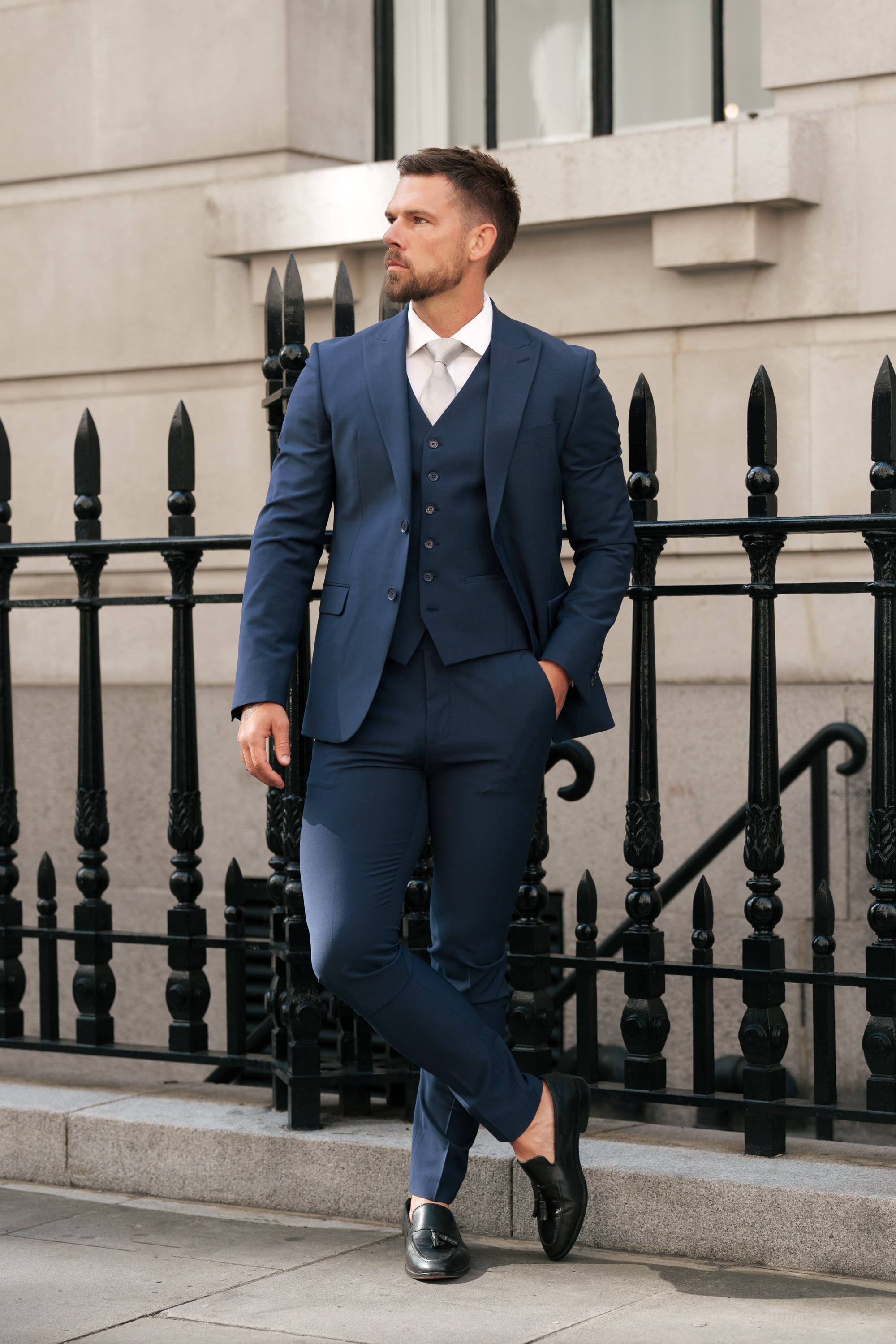 Slim Formal Navy Stretch Trousers - FST039