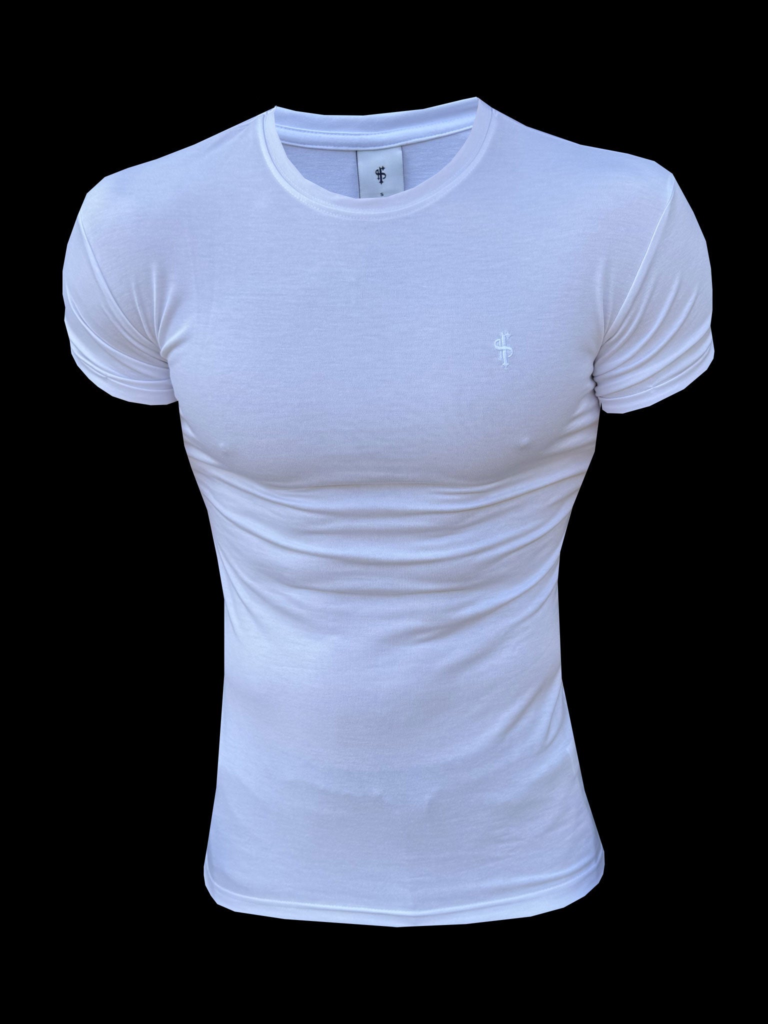 Weißes Viskose T-Shirt Rundhals Kurzarm - FSH1501