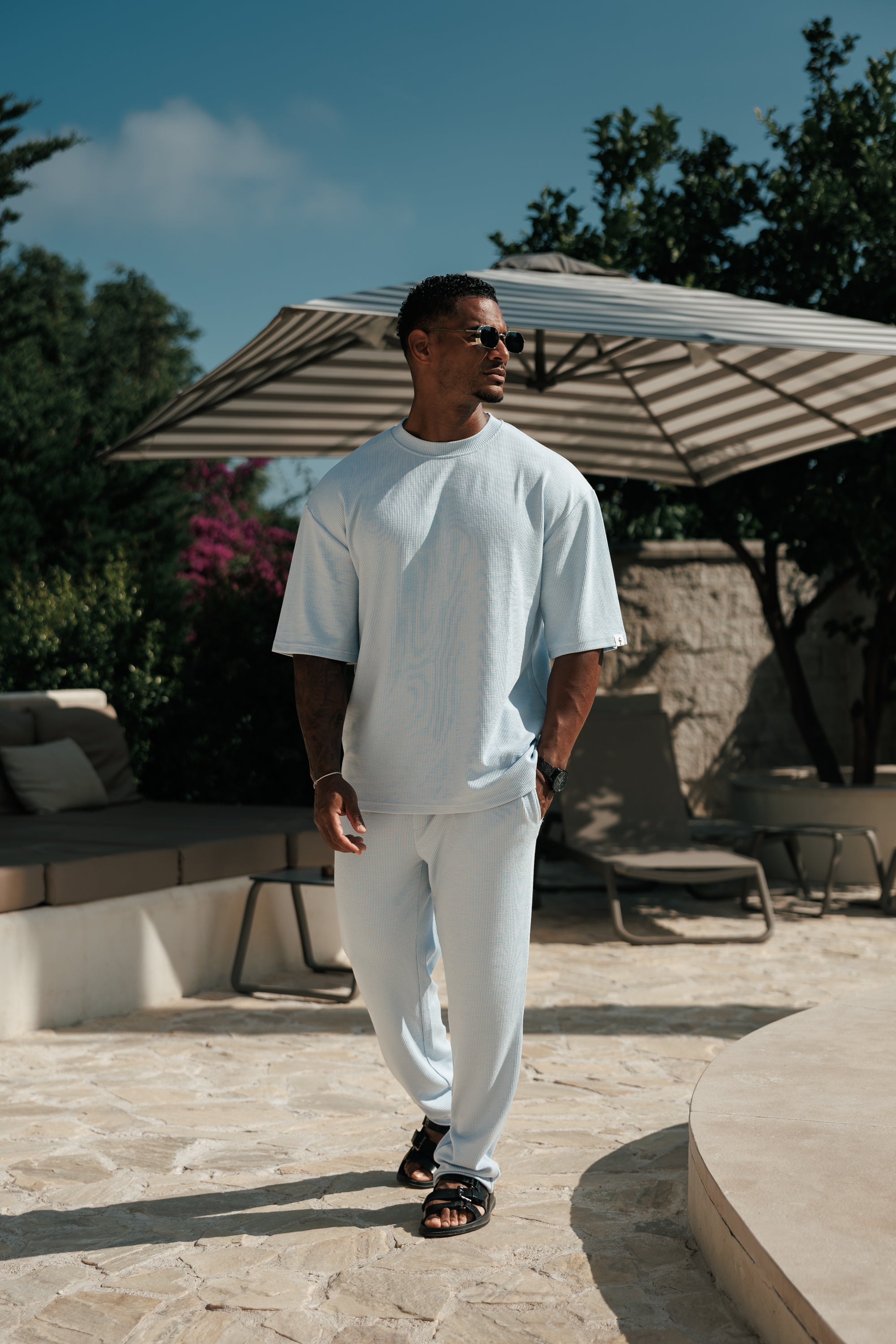 Jersey-Kordhose, schmal geschnitten, hellblau – FSR090