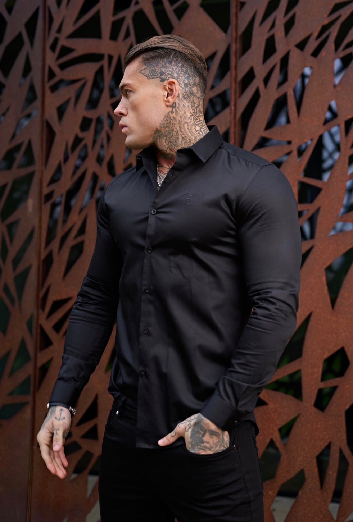 Classic Scuba Black Long Sleeve Stretch with Cutaway Collar - FS1241 (PRE ORDER 12TH NOVEMBER)