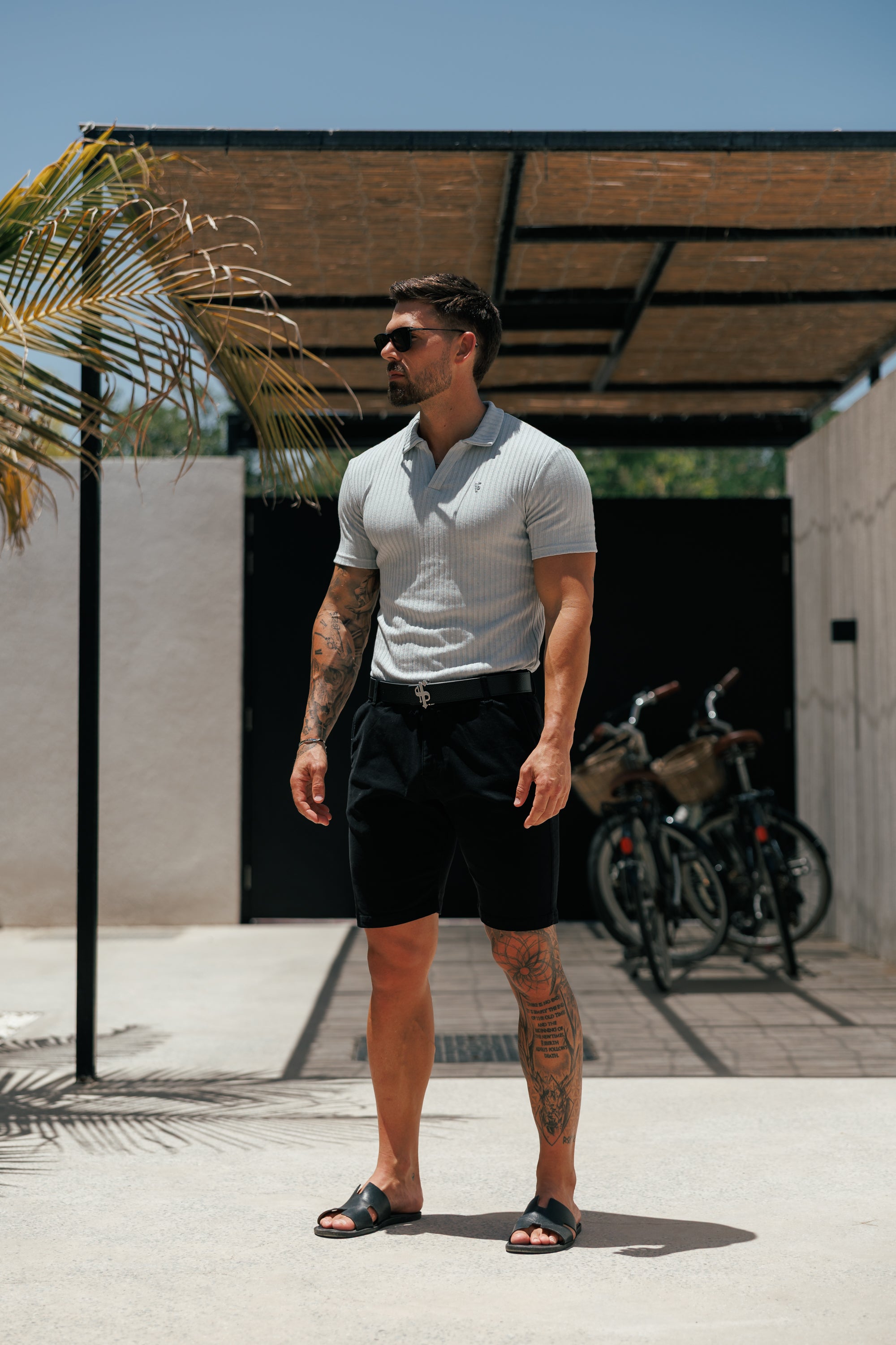 Light Grey / Silver Ribbed Revere Short Sleeve Polo Shirt - FSH1461 (PRE ORDER 16TH JUNE)
