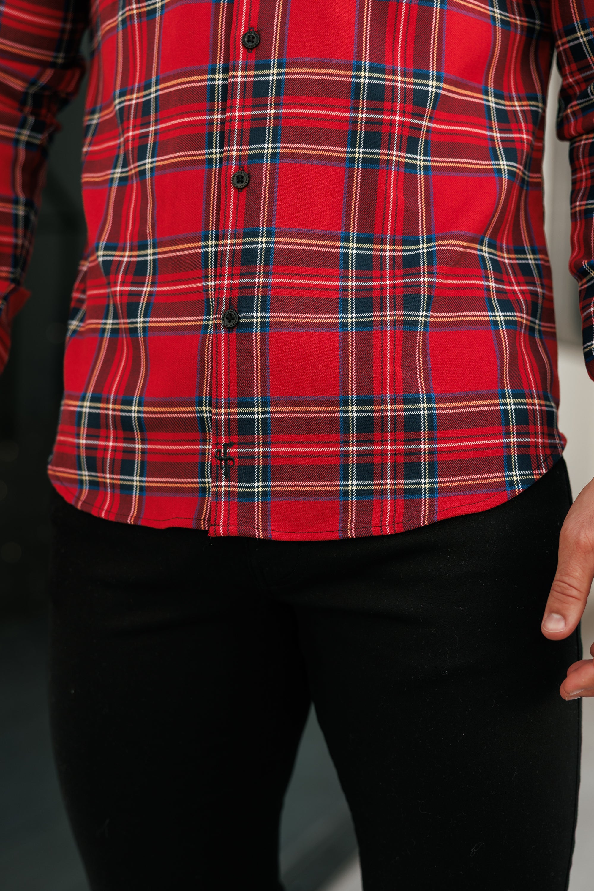 Rot-karierte Hemdjacke mit doppelten Taschen - FS1036
